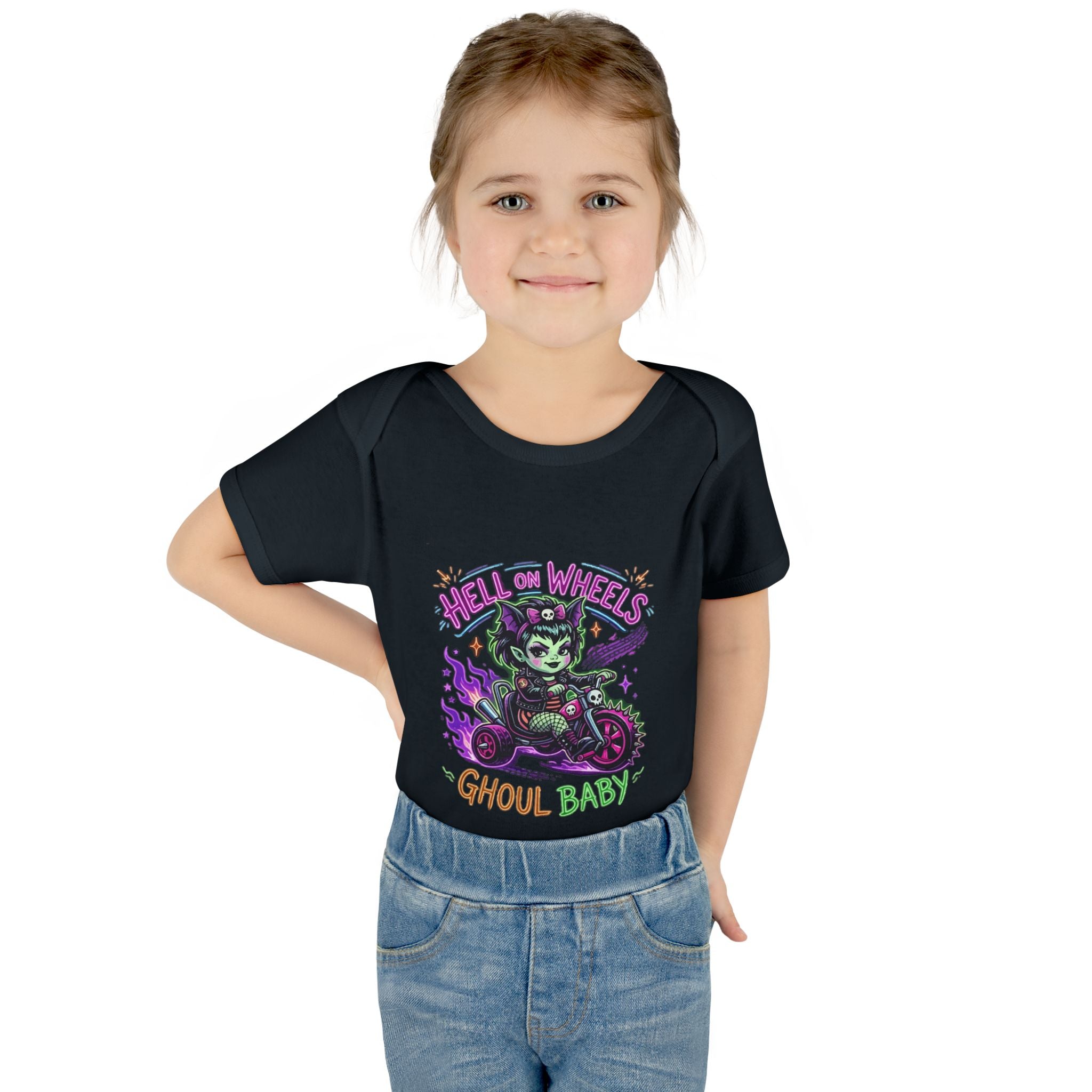 Ghoul Baby Infant Bodysuit — "Hell on Wheels" Retro Halloween Baby Onesie
