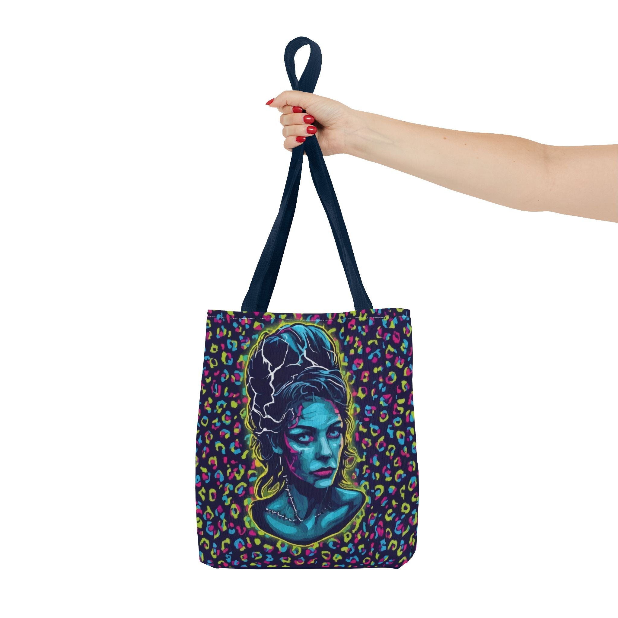 Neon Bride of Frankenstein Tote Bag - Retro Pop Art All-Over Print