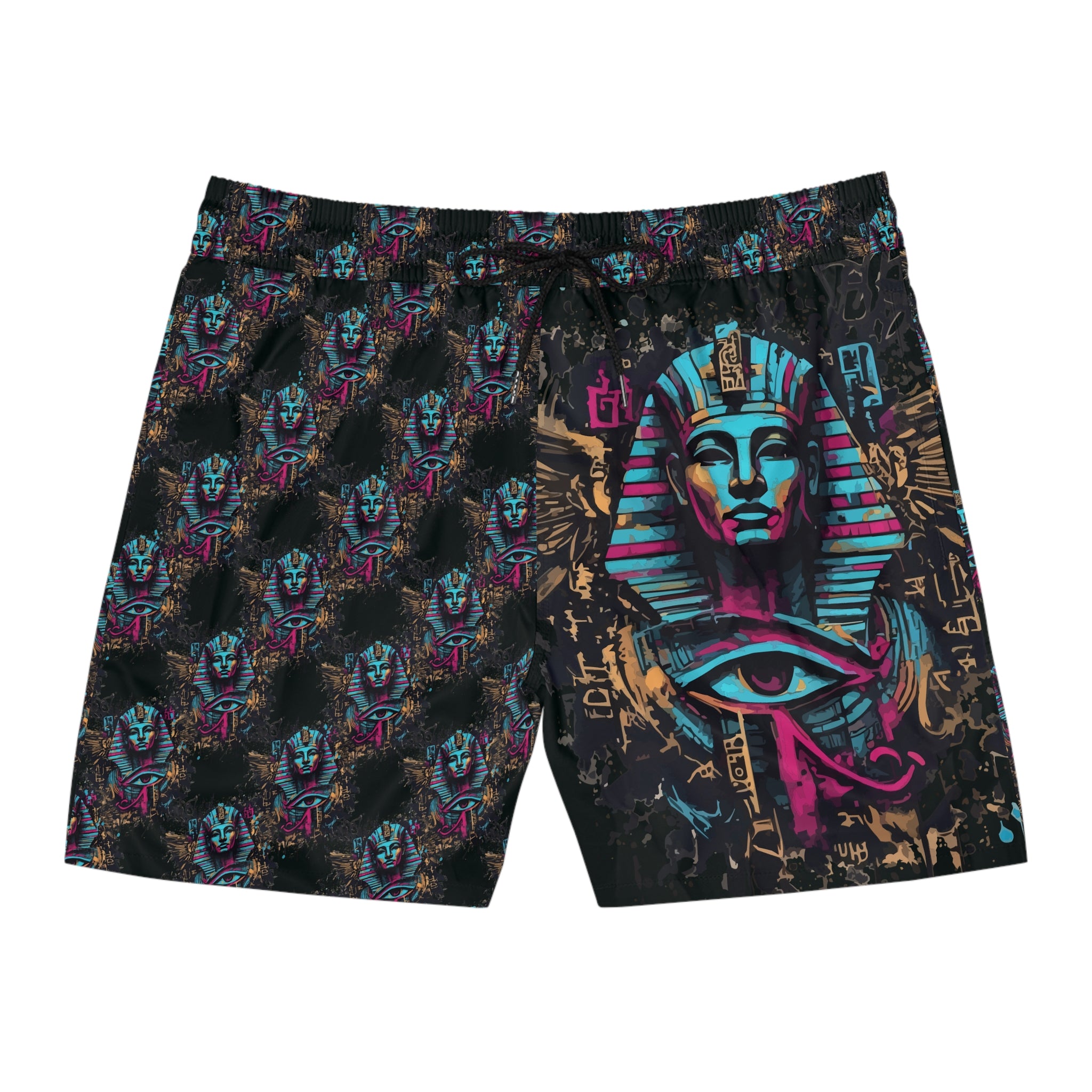 Egyptian Street Art Swim Shorts — Neon Pharaoh AOP