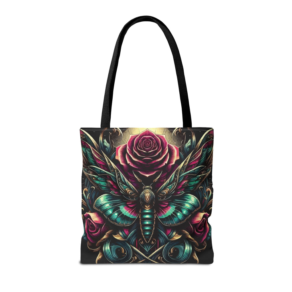 Moth & Rose All-Over-Print Tote Bag — Gothic Floral Boho Market Tote
