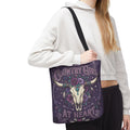 Country Girl at Heart Tote Bag — Floral Bull Skull All-Over Print