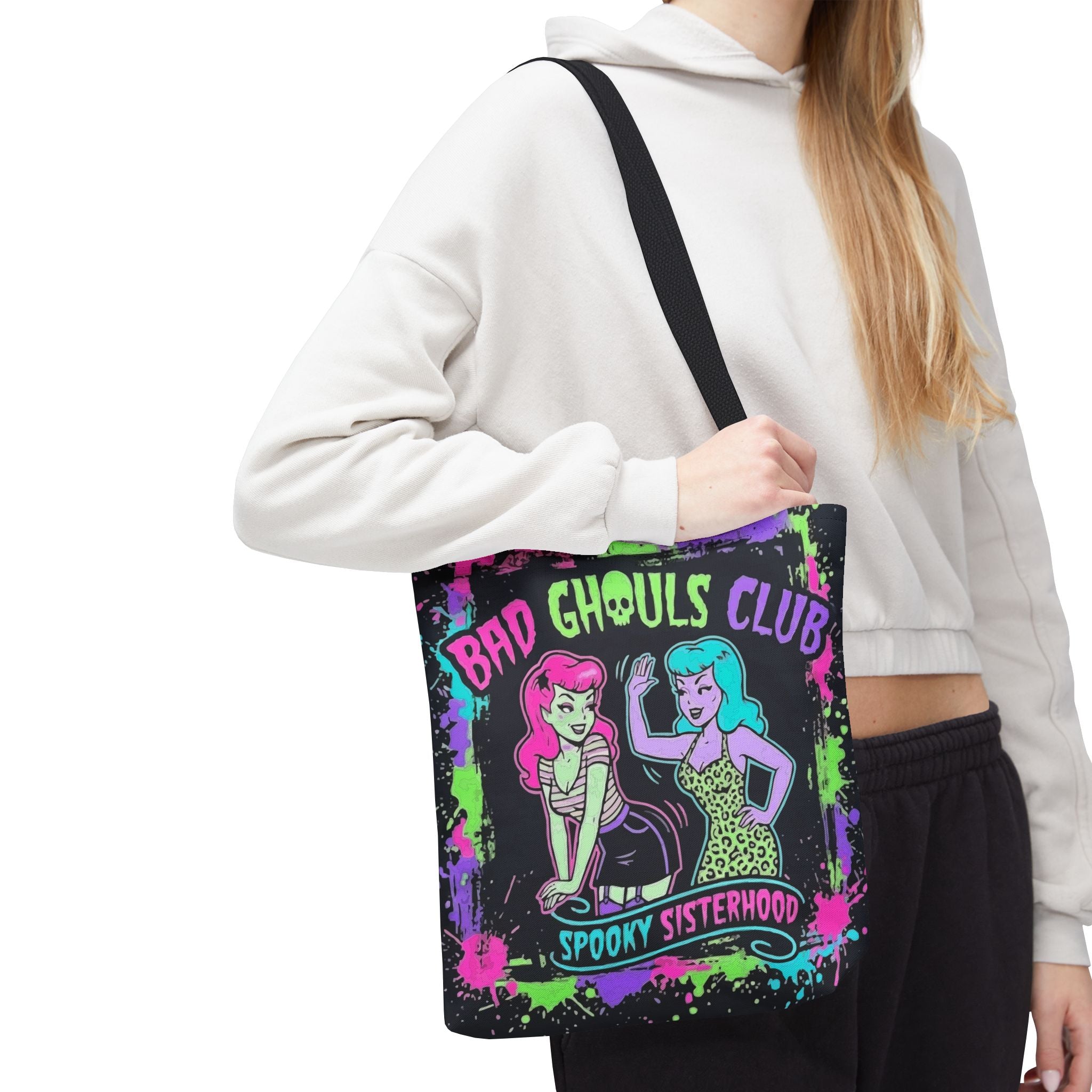 Bad Ghouls Club Tote Bag — Spooky Sisterhood Halloween Canvas Tote