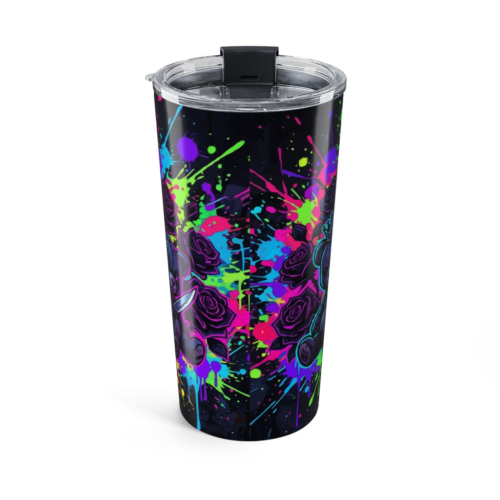 Neon Gothic Teddy 20oz Stainless Tumbler — Dark Rose Skull Bear Travel Cup