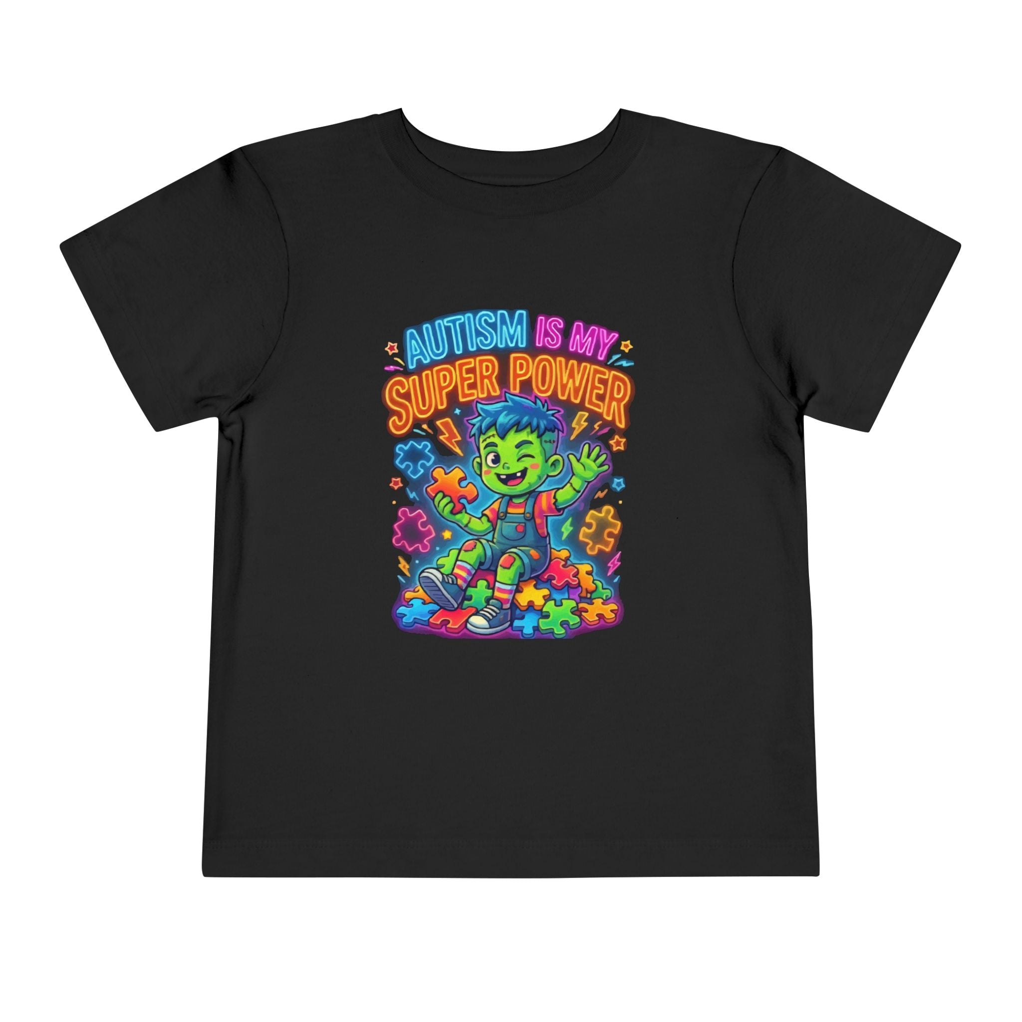 Toddler Tee — "Autism Is My Super Power" Colorful Puzzle Piece Design