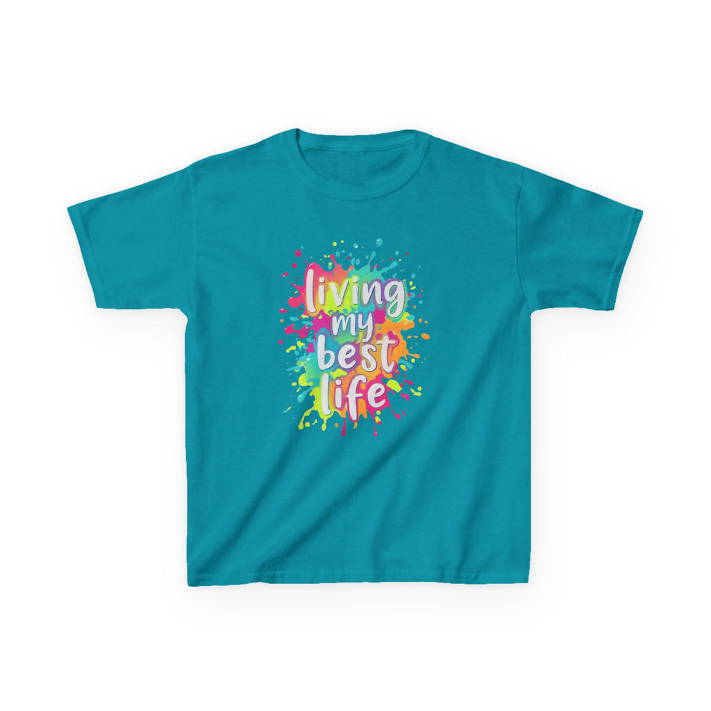 Kids T‑Shirt — "Living My Best Life" Colorful Paint Splash Tee