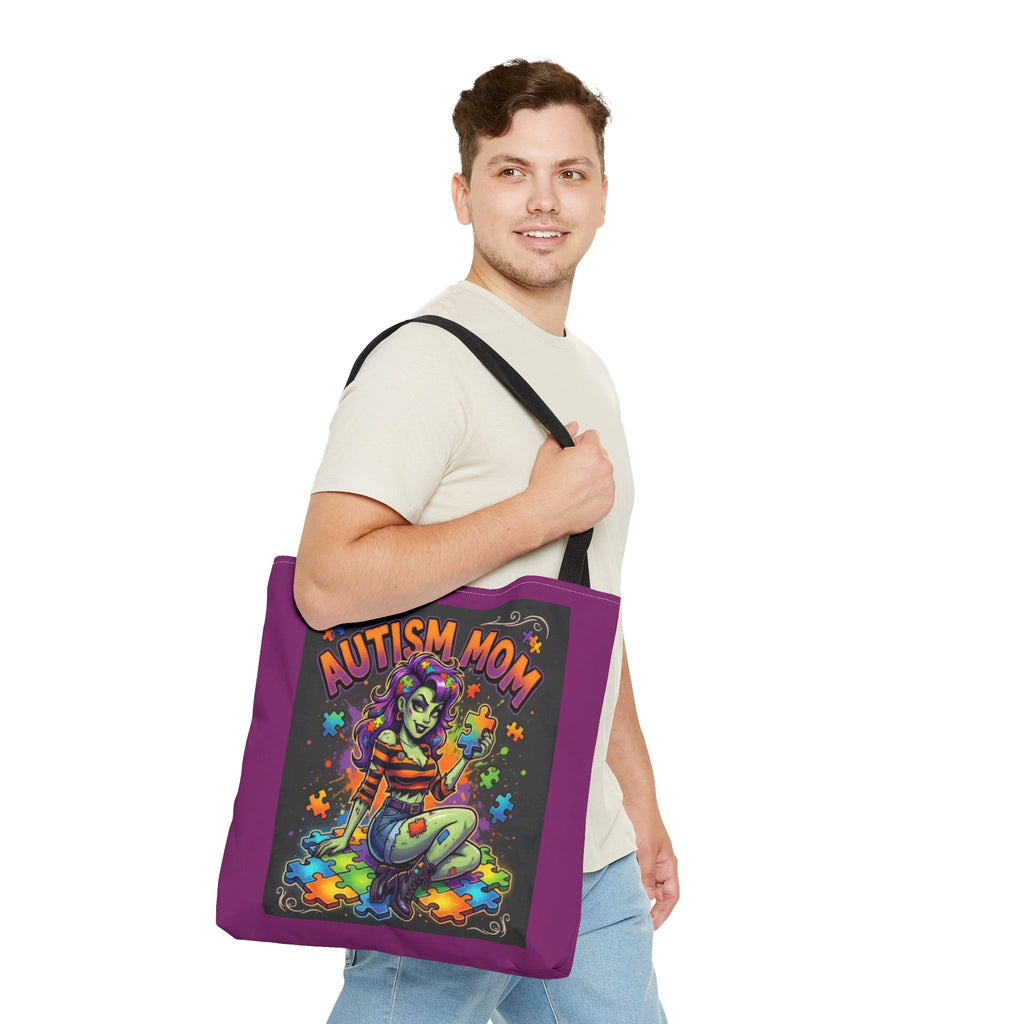 Autism Mom Tote Bag — Colorful Puzzle Piece Support Design