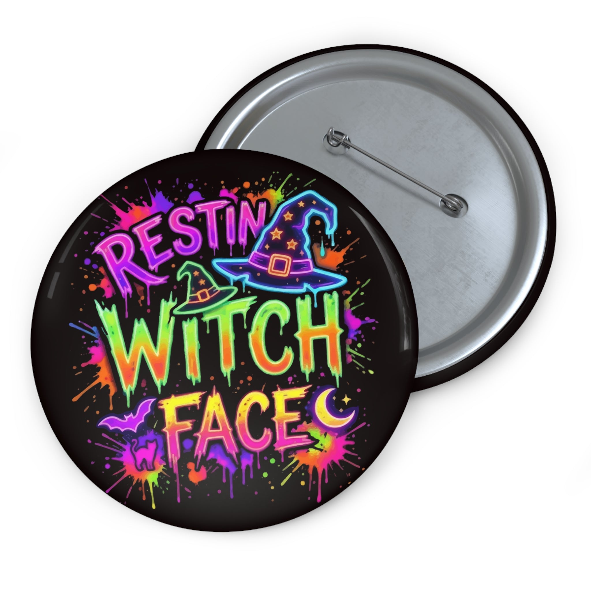 Pin Button — "Resting Witch Face" Colorful Halloween Enamel Pin Badge