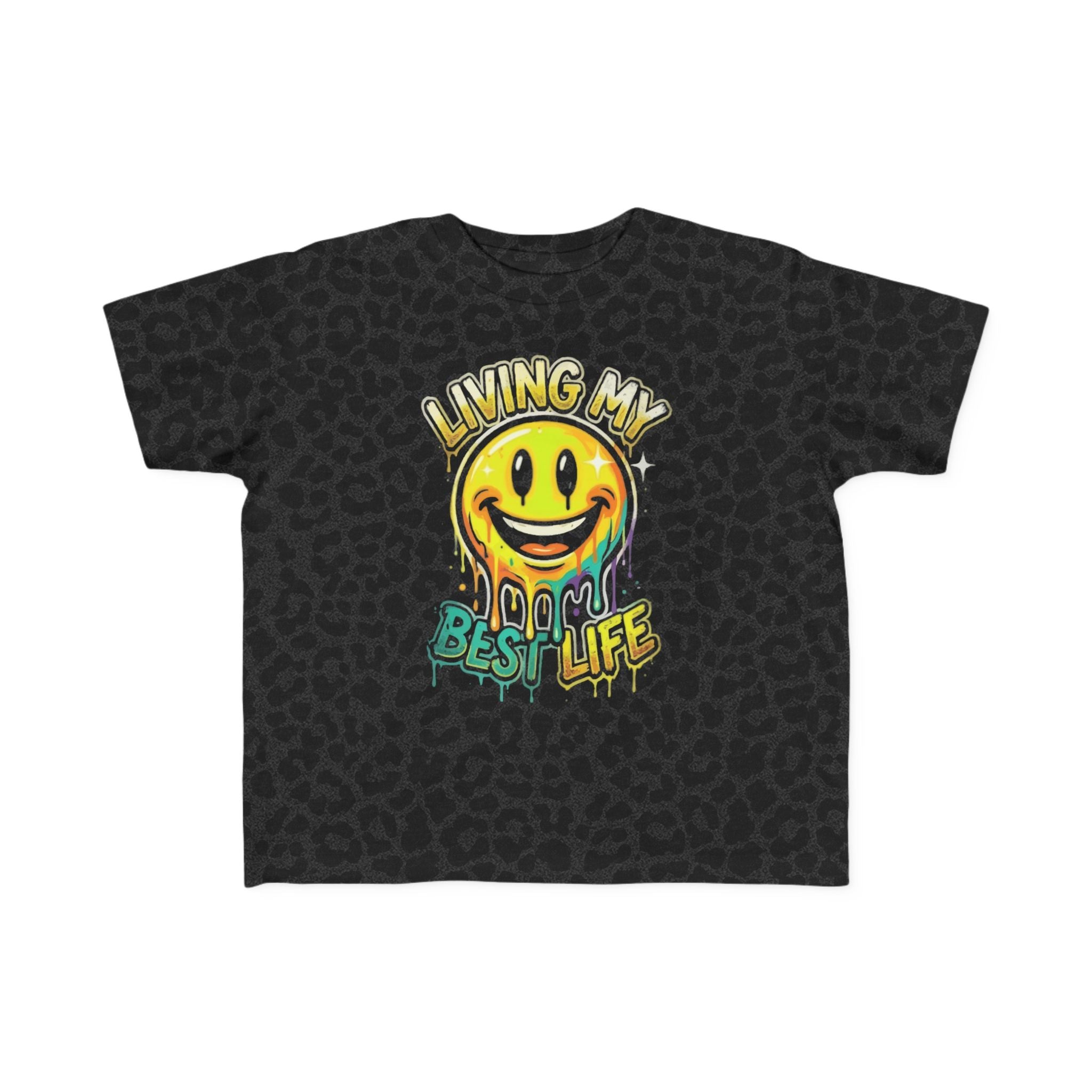 Toddler Tee — 'Living My Best Life' Smiley Graphic