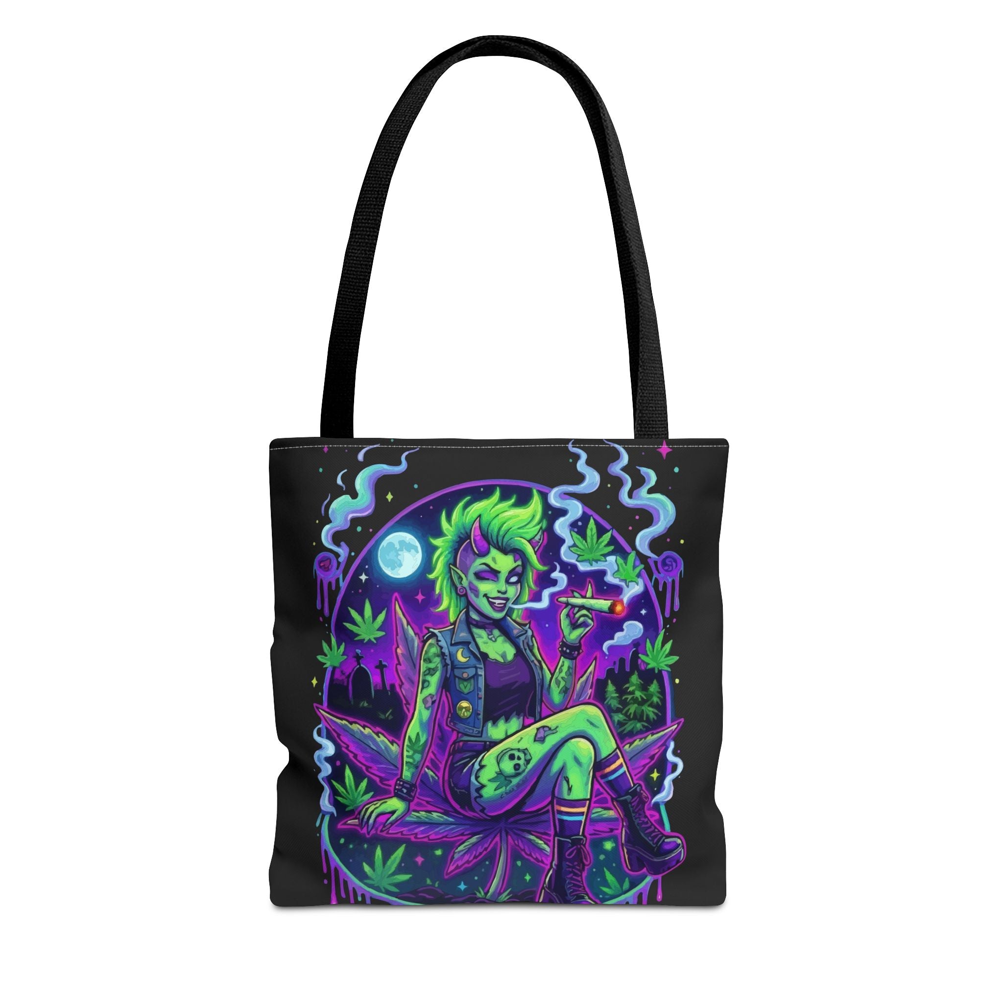 Neon Cannabis Tote Bag – Gothic Stoner Goth AOP Carryall