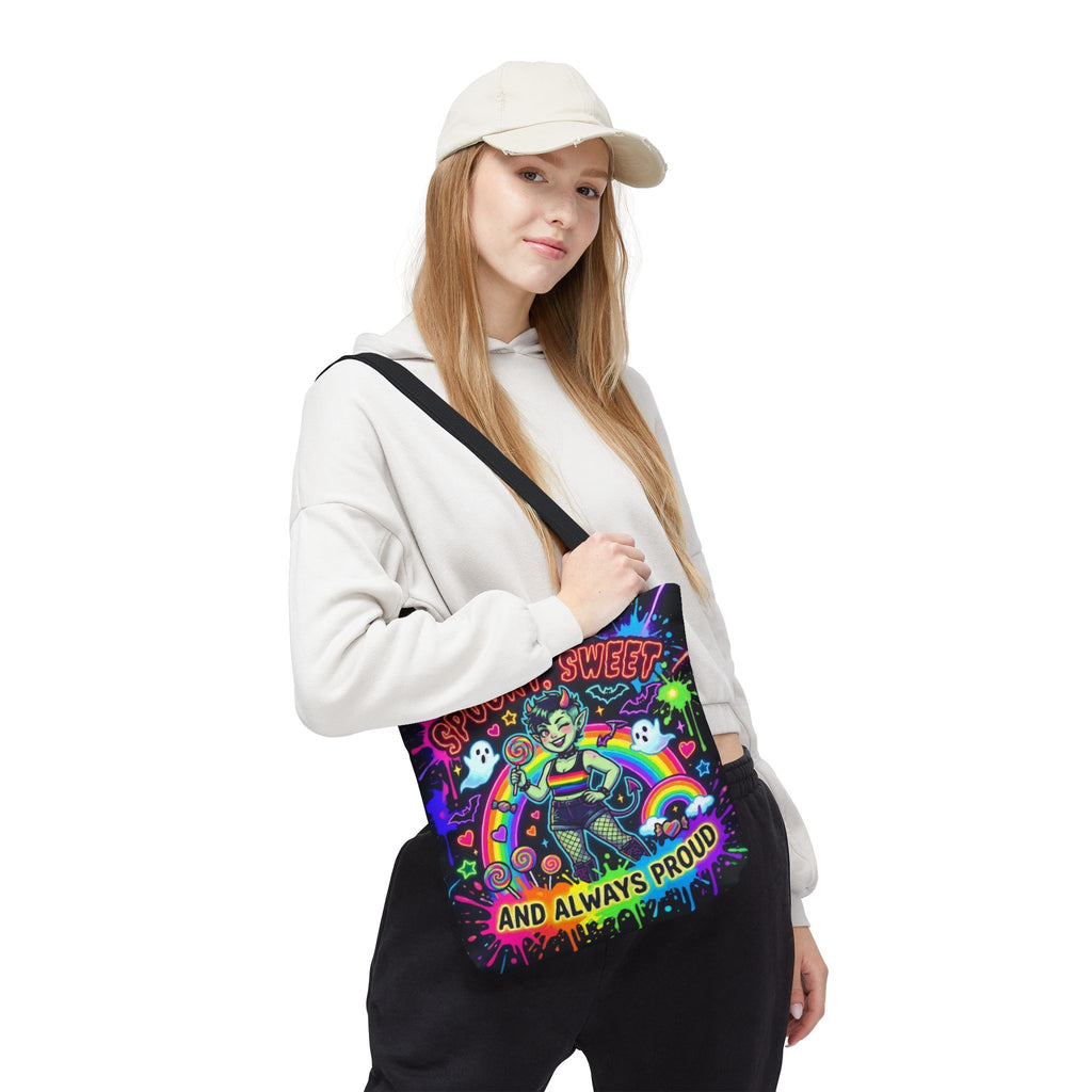 Spooky, Sweet and Always Proud Rainbow Goth Tote Bag