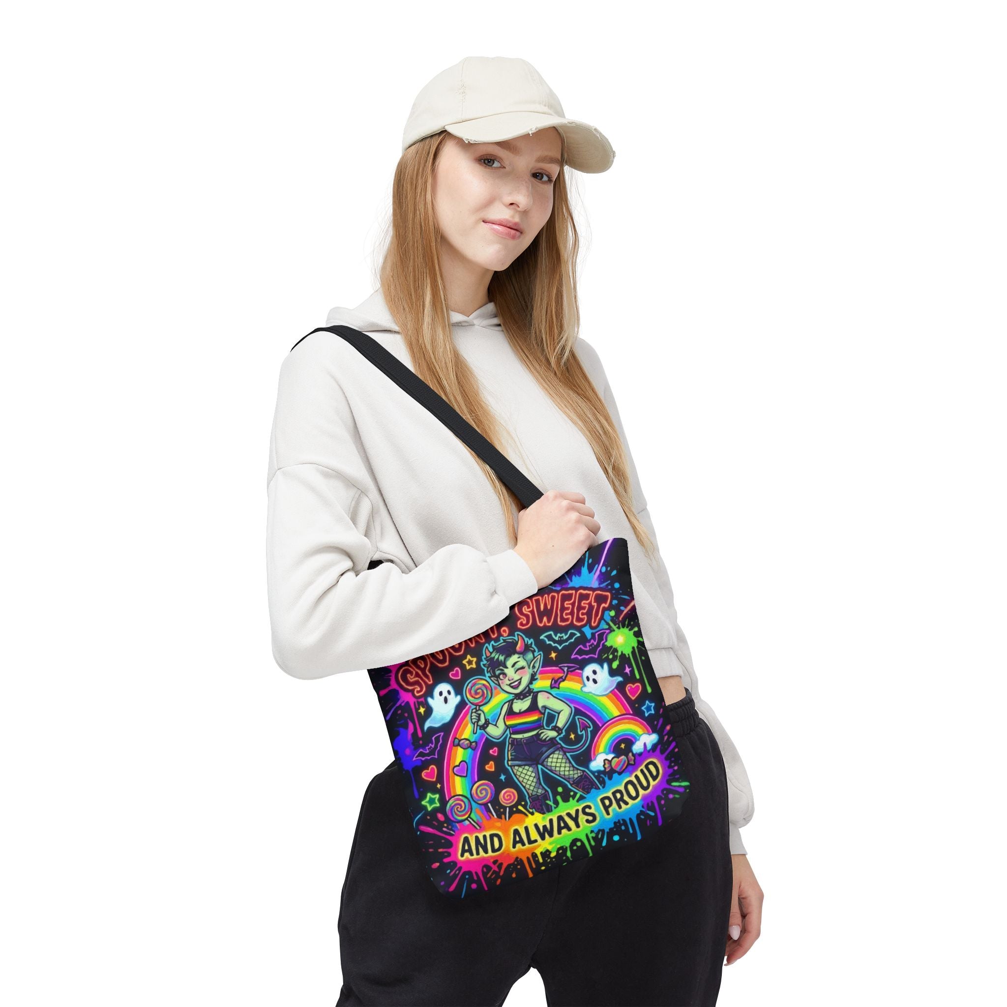Spooky, Sweet and Always Proud Rainbow Goth Tote Bag