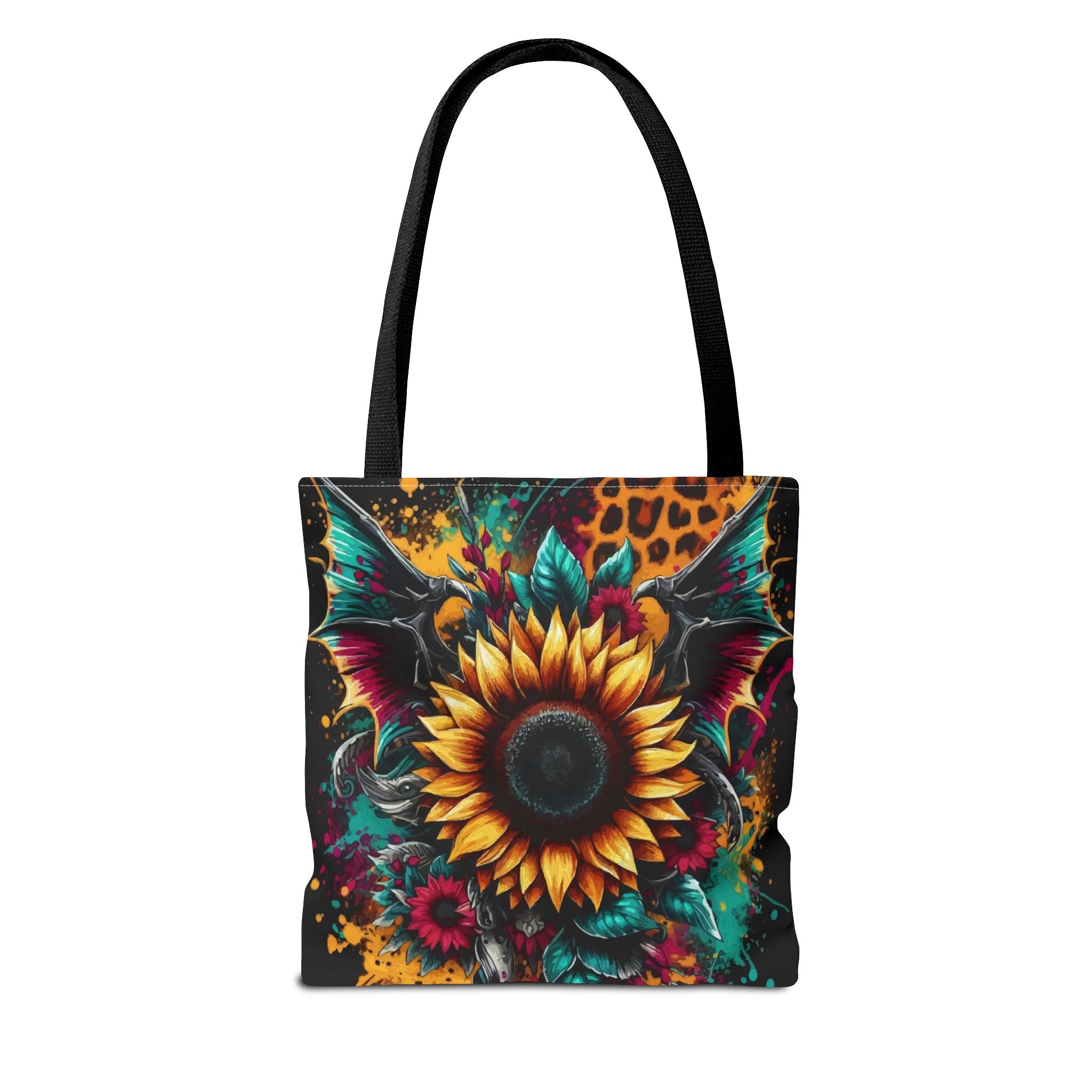 Sunflower & Leopard Print Tote Bag — Bold Floral AOP Carryall