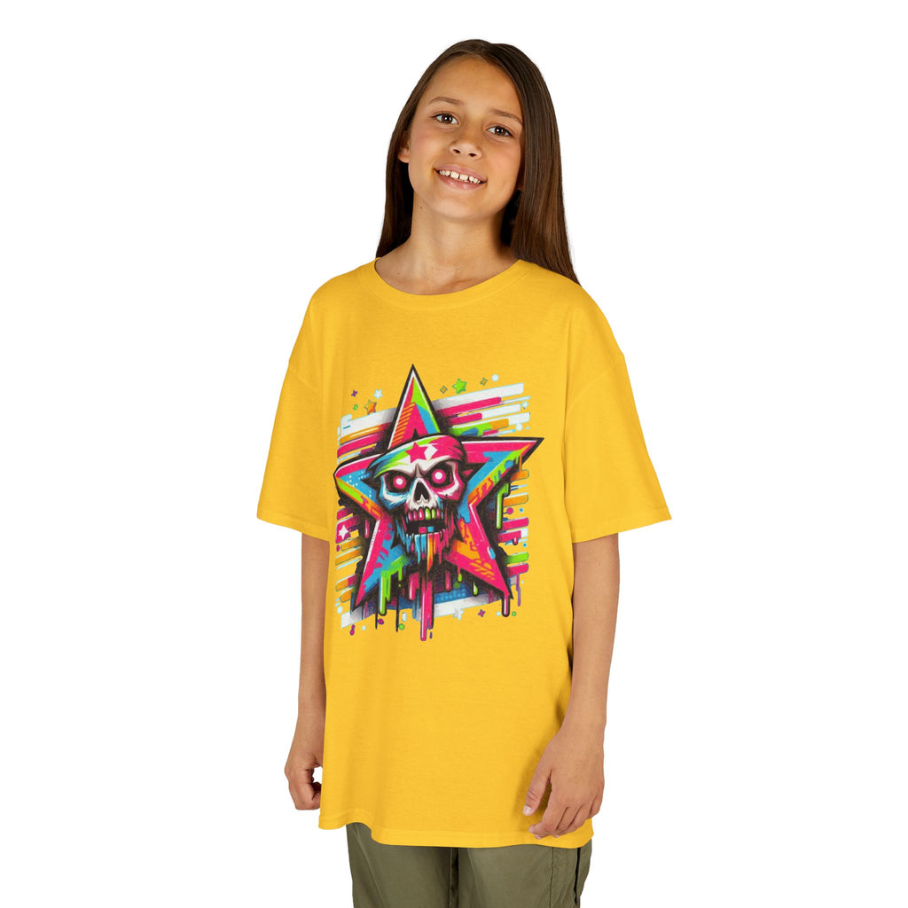 Kids T-Shirt — Neon Drip Zombie Star Graphic Tee