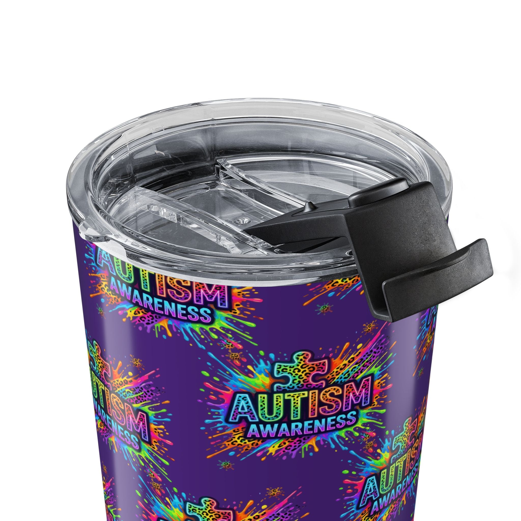 Autism Awareness 20oz Tumbler – Colorful Puzzle Splash Travel Cup