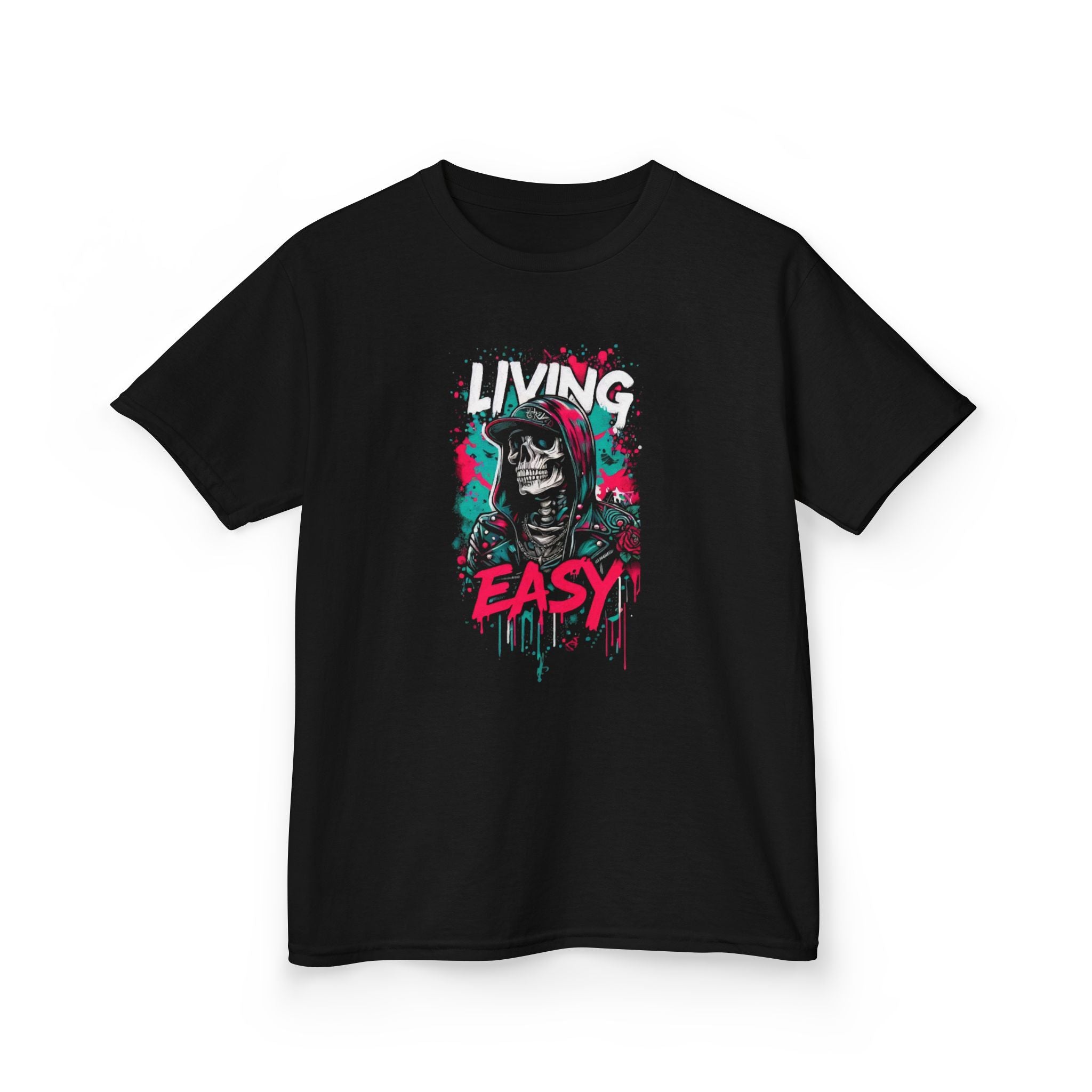 Kids Tee - 'Living Easy' Skull Graphic Youth T‑Shirt