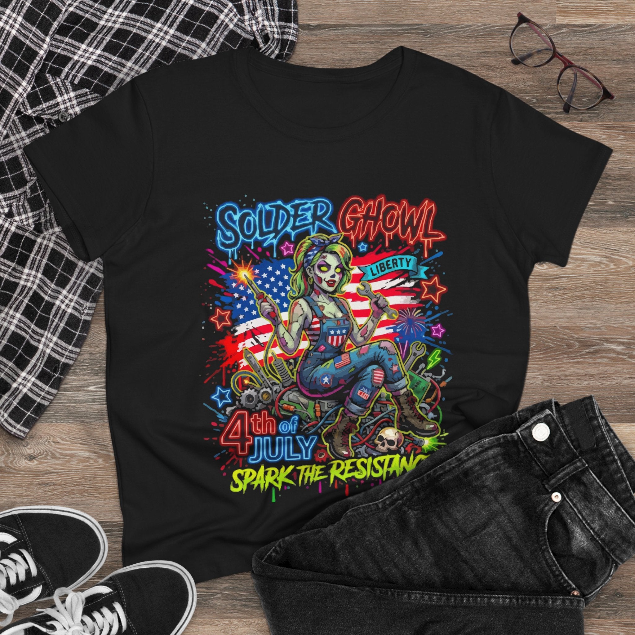 4th of July Spark the Resistance Tee — Soldier Ghoul Patriotic Women's T-Shirt