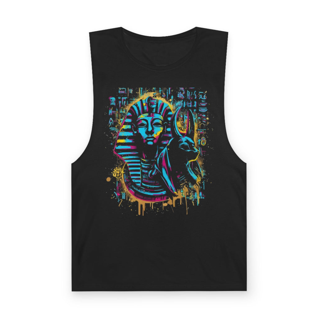 Egyptian Pharaoh Tank Top — Neon Anubis & Tut Graphic Muscle Shirt