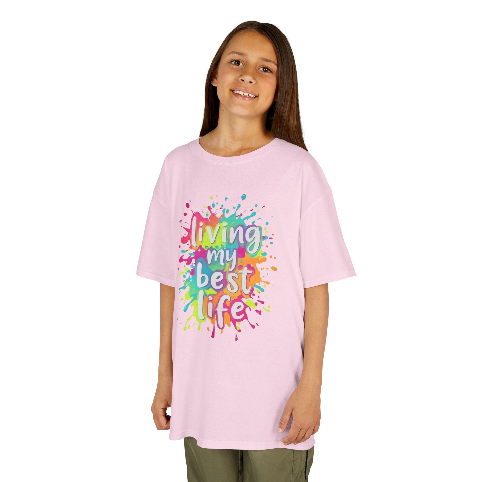 Kids T‑Shirt — "Living My Best Life" Colorful Paint Splash Tee