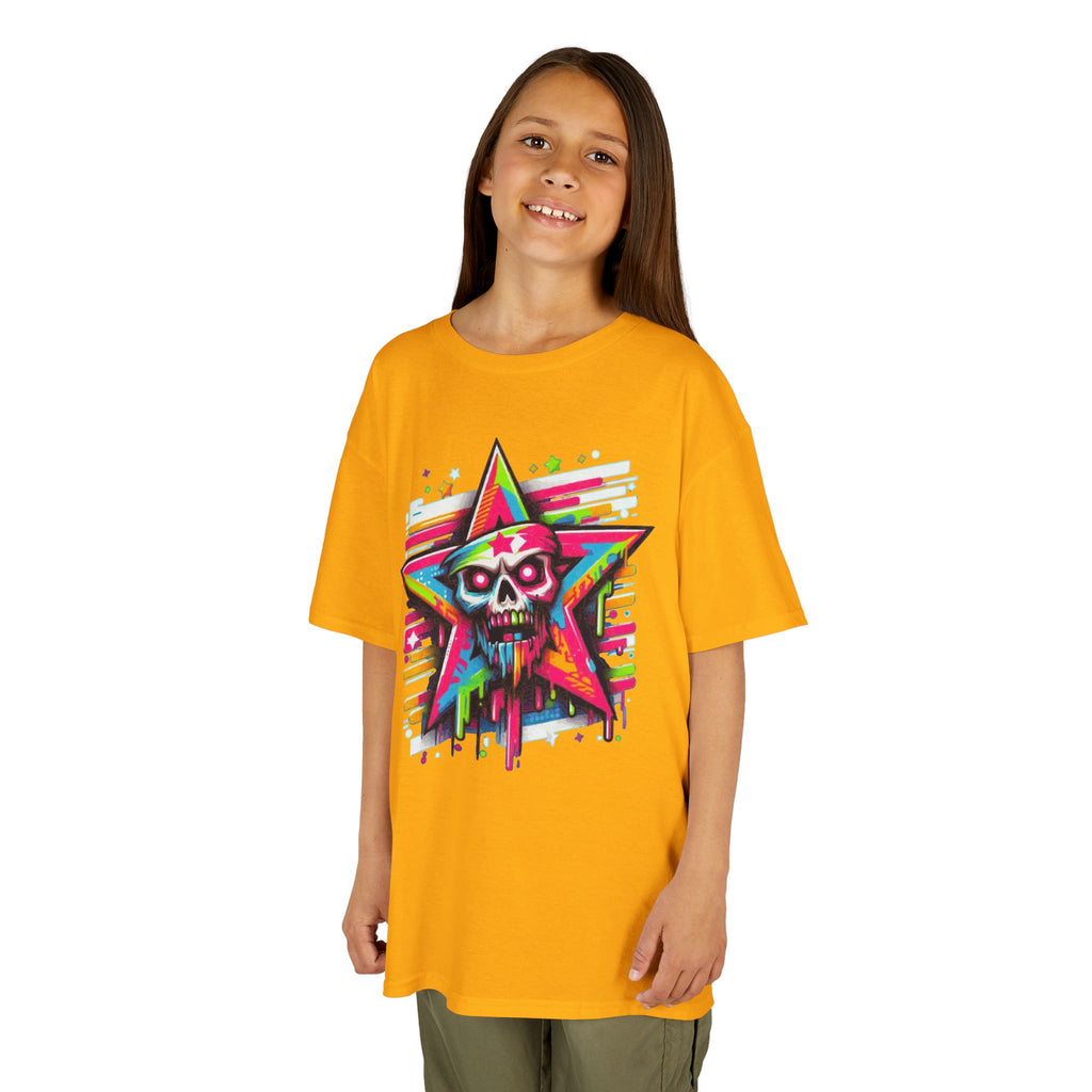 Kids T-Shirt — Neon Drip Zombie Star Graphic Tee