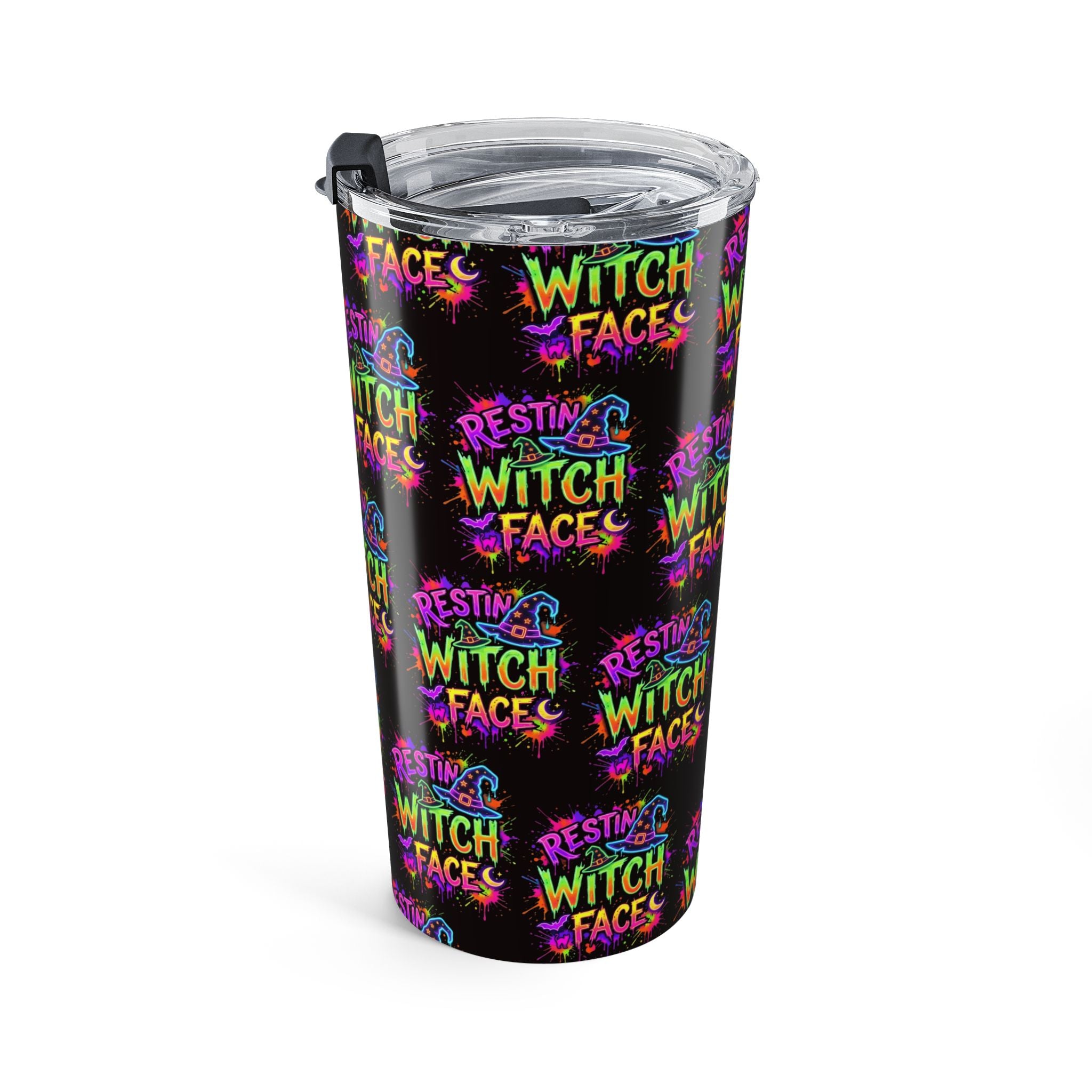 20oz Tumbler — 'Resting Witch Face' Colorful Halloween Travel Cup