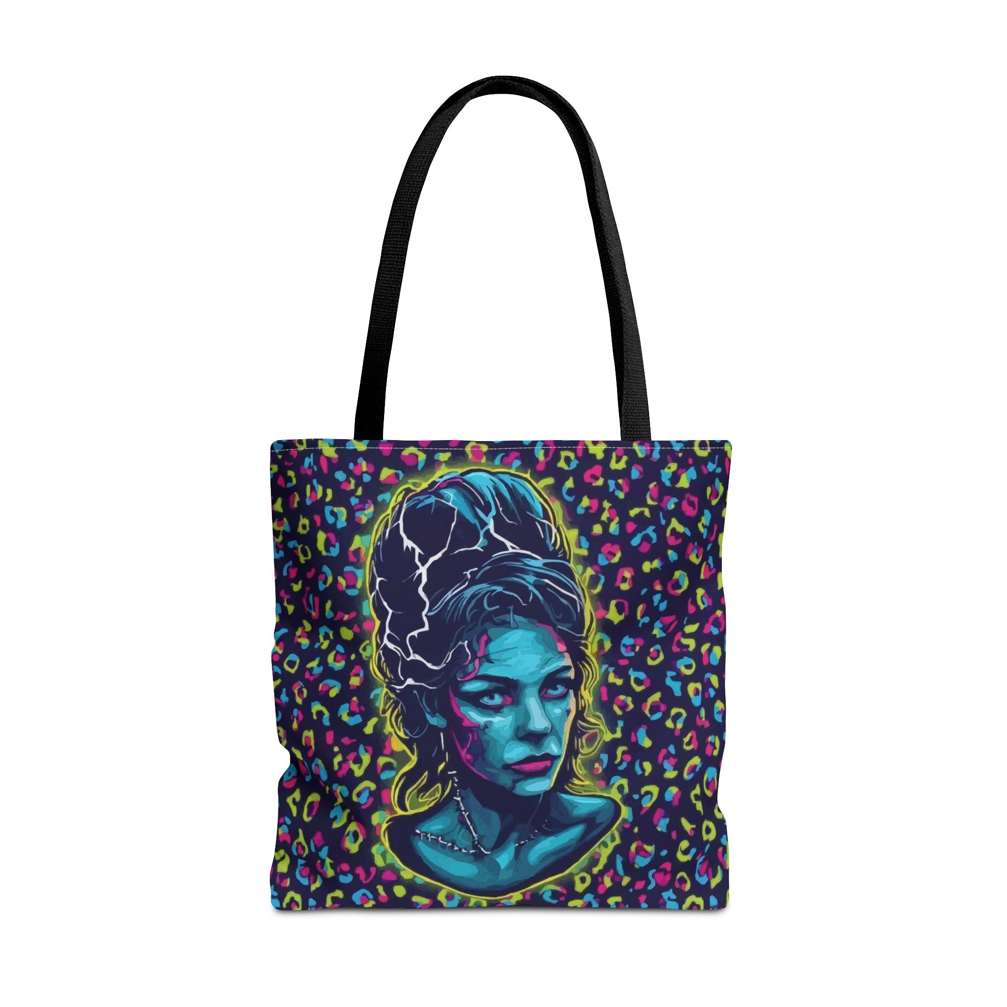 Neon Bride of Frankenstein Tote Bag - Retro Pop Art All-Over Print