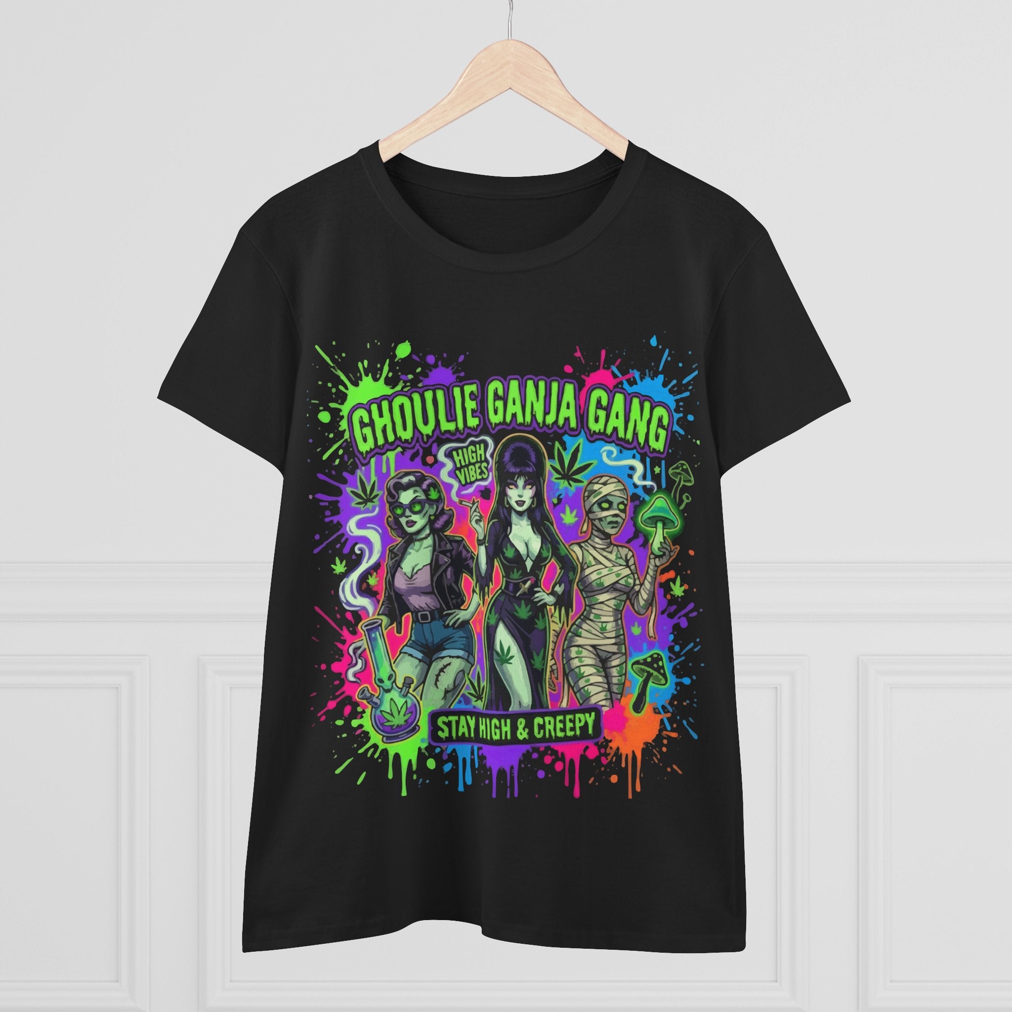 Ghoulie Ganja Gang Women's Tee — Stay High & Creepy Graphic Shirt