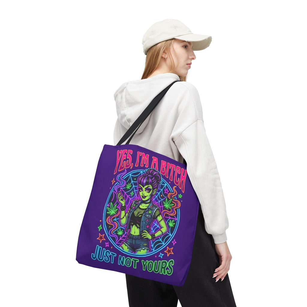 Tote Bag — "Yes I'm a Bitch (Just Not Yours)" Neon Witch Graphic