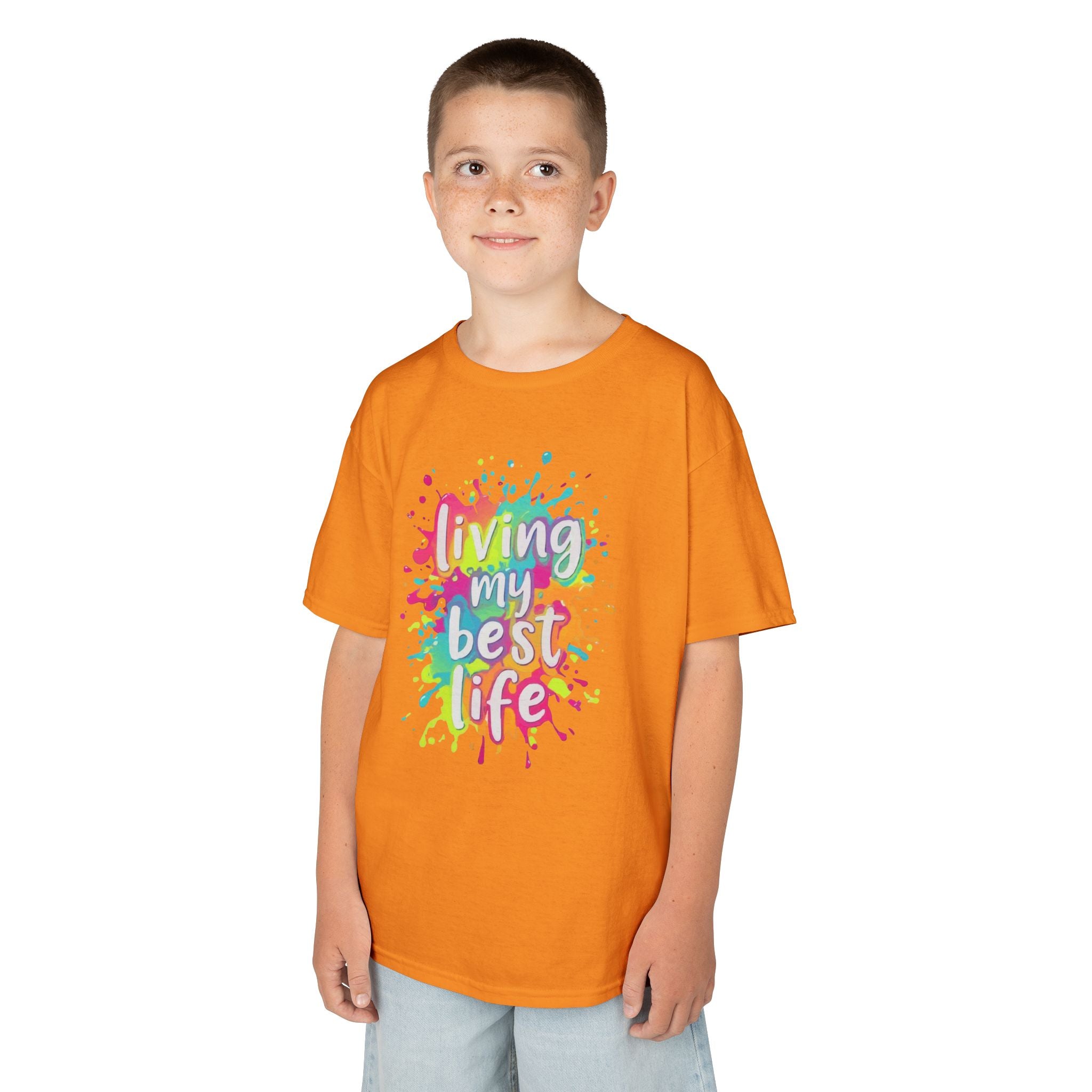 Kids T‑Shirt — "Living My Best Life" Colorful Paint Splash Tee