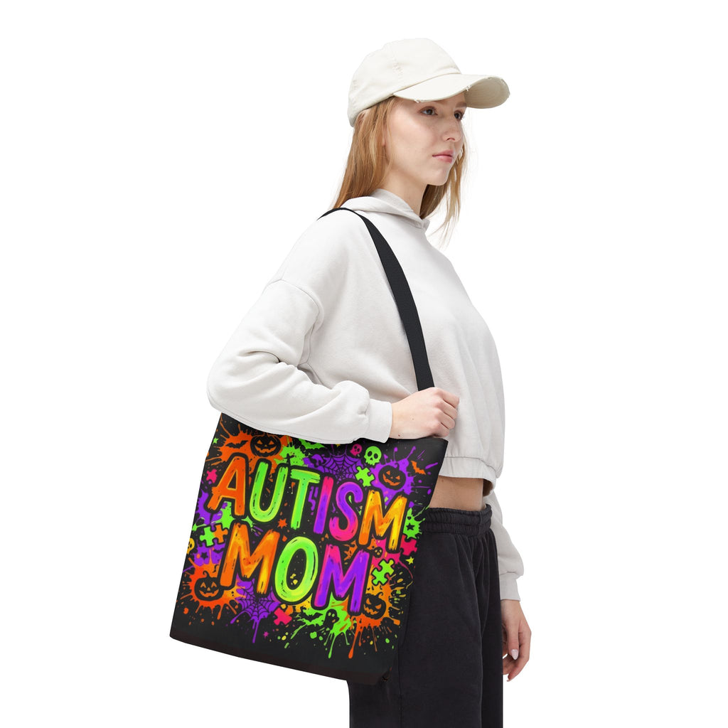 Autism Mom Tote Bag — Colorful Neon Halloween Awareness Shopper