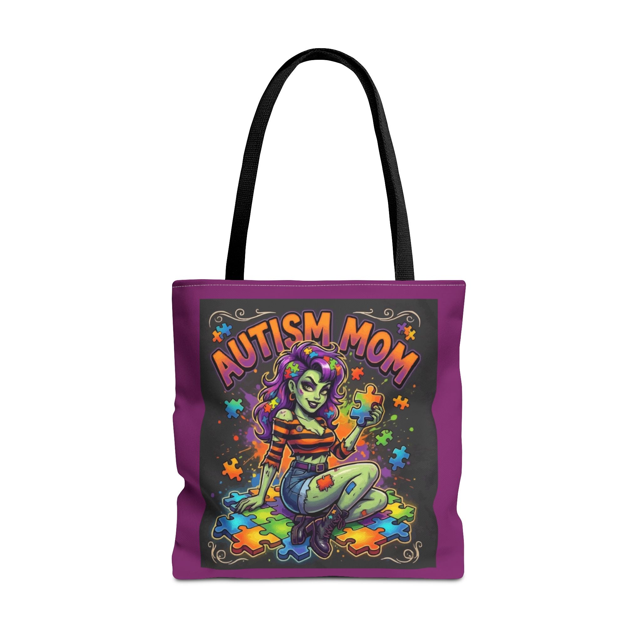 Autism Mom Tote Bag — Colorful Puzzle Piece Support Design