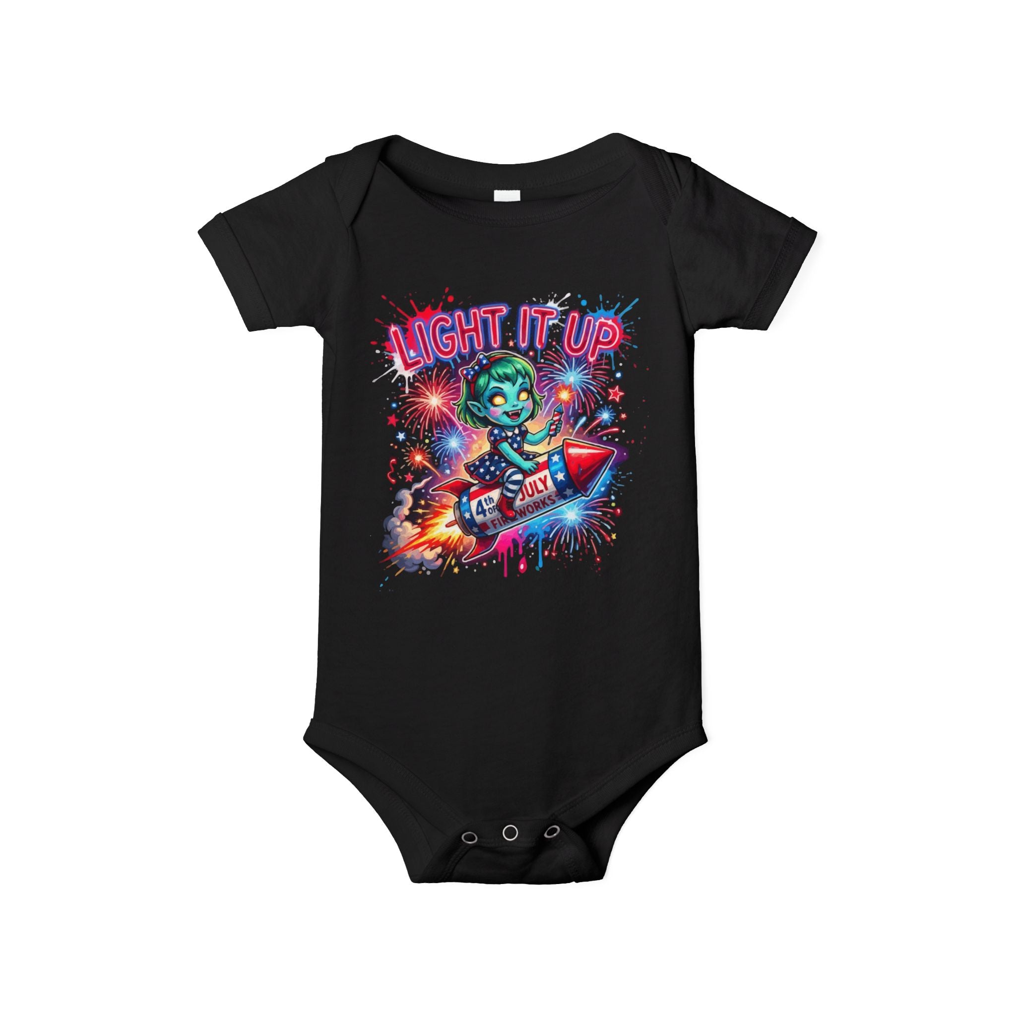 Light It Up Rocket Baby Onesie — Neon Space Alien Infant Bodysuit