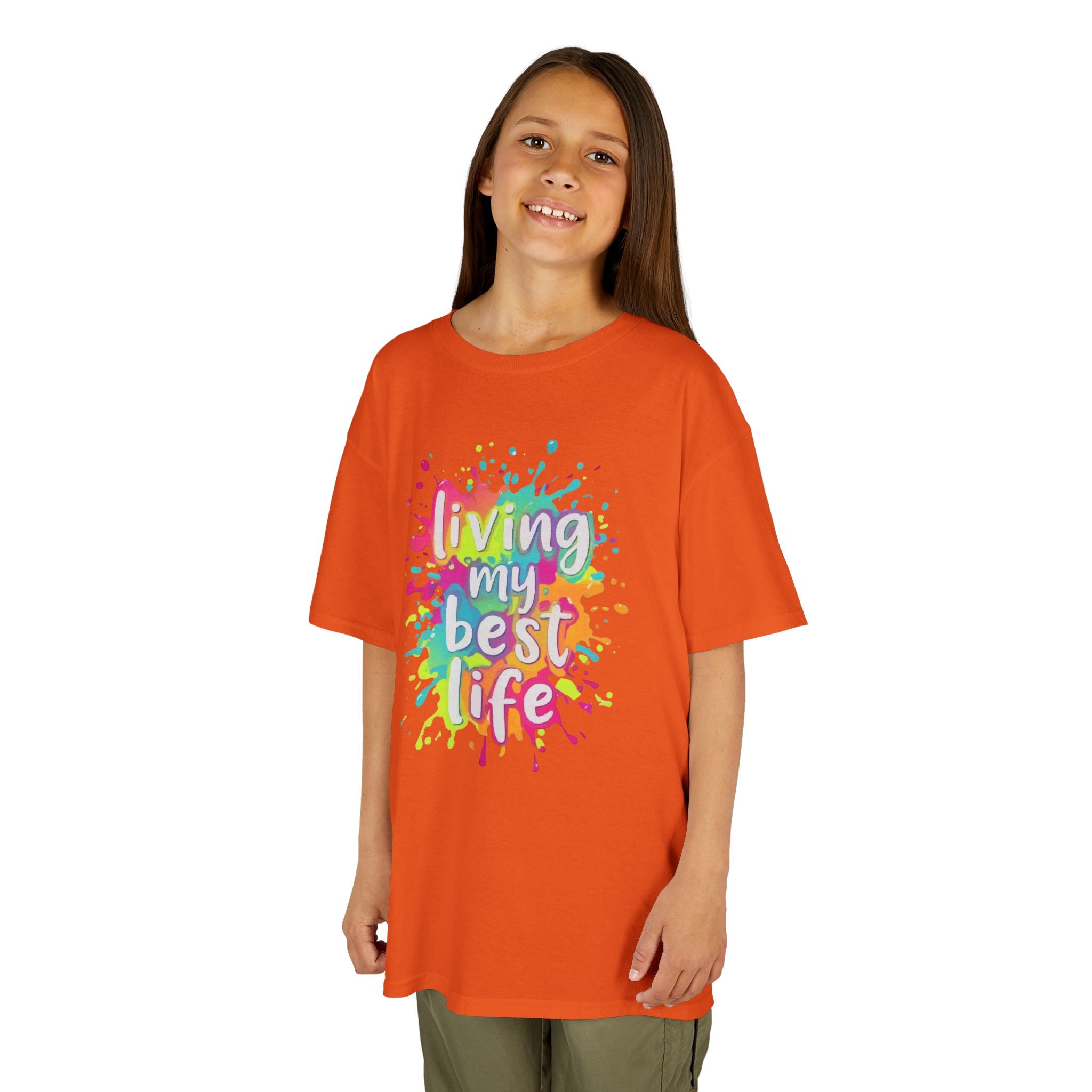 Kids T‑Shirt — "Living My Best Life" Colorful Paint Splash Tee
