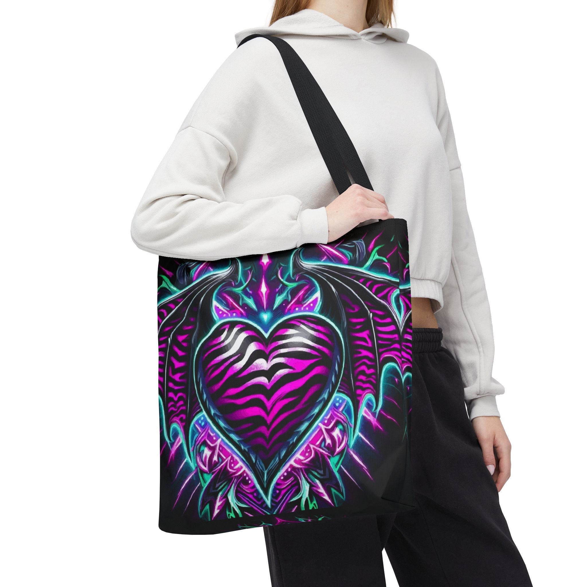 Neon Dragon Heart Tote Bag