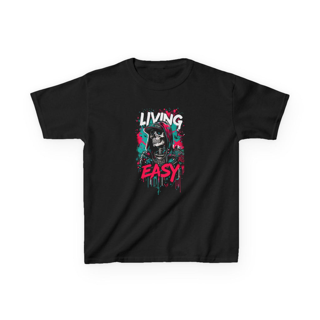 Kids Tee - 'Living Easy' Skull Graphic Youth T‑Shirt