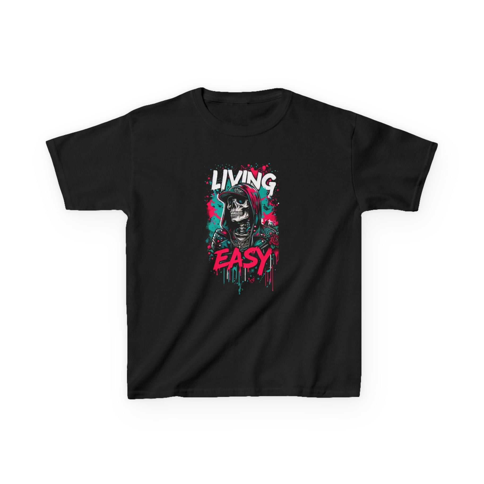 Kids Tee - 'Living Easy' Skull Graphic Youth T‑Shirt