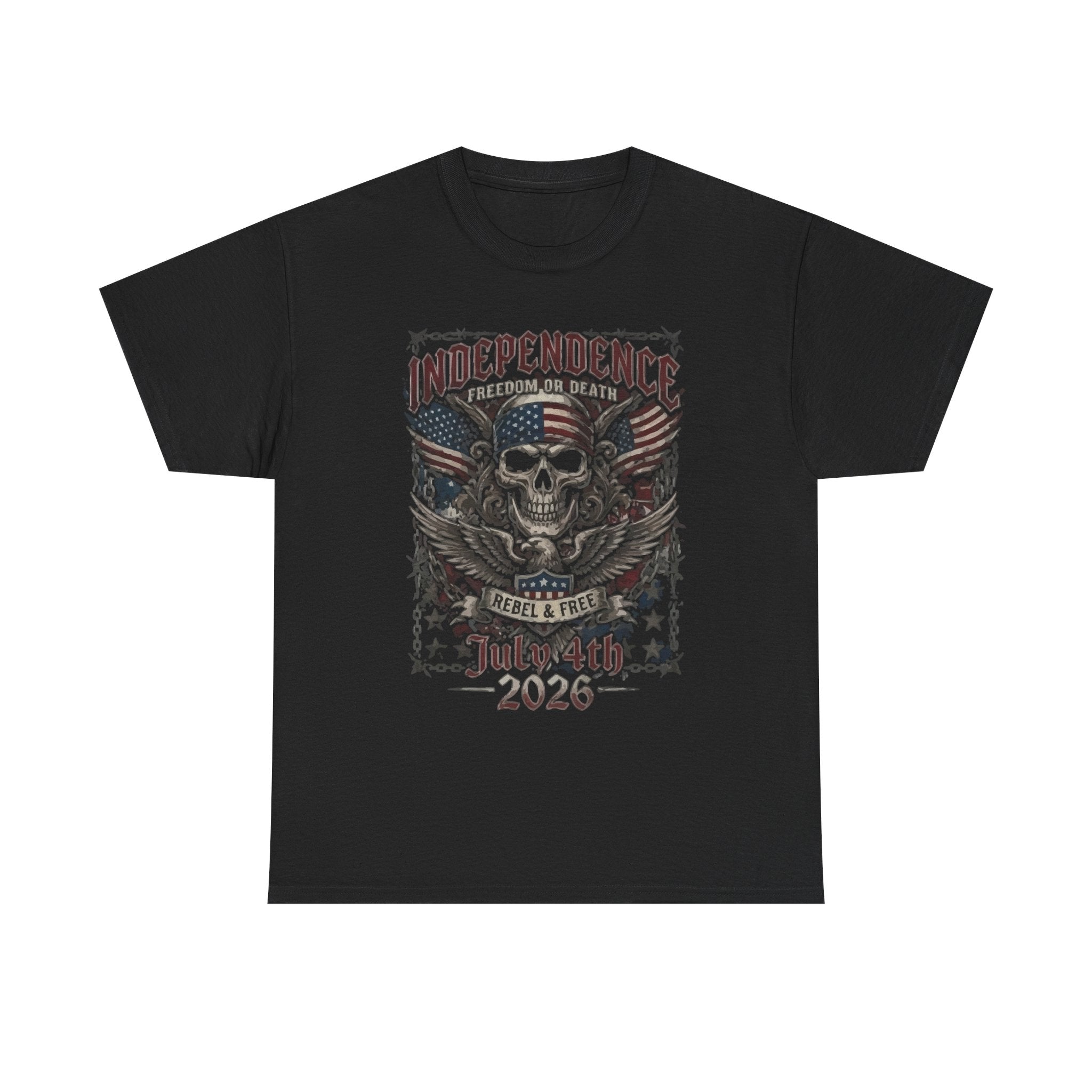 Independence Skull Tee — July 4th 2026 Patriotic Eagle Graphic T-Shirt
