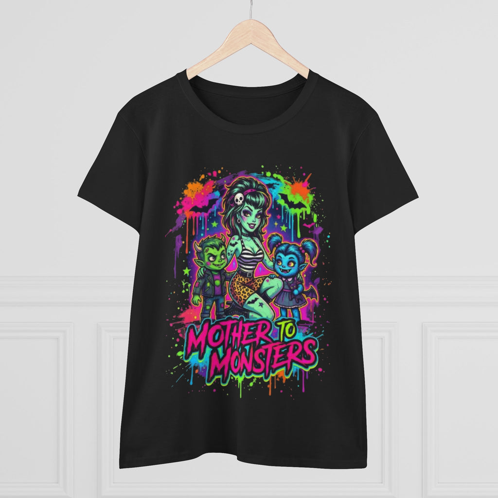 Mother to Monsters Tee — Neon Retro Mom & Kids Halloween Shirt