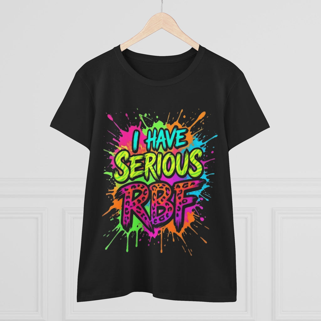 I Have Serious RBF Women's Tee — Funny Sarcastic Graphic T-Shirt, Colorful Street Art Design