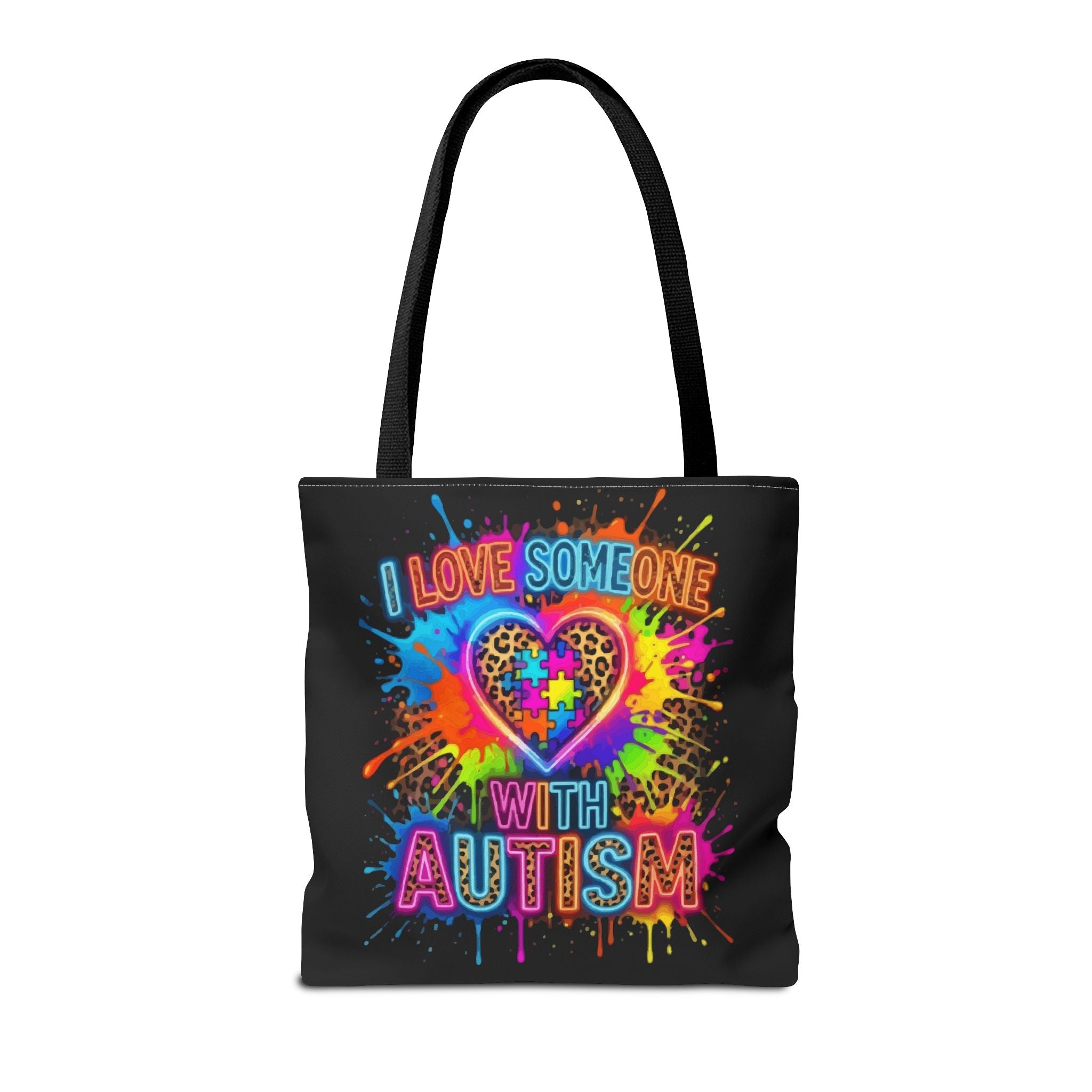 Autism Awareness Tote Bag – "I Love Someone With Autism" Colorful Heart Design