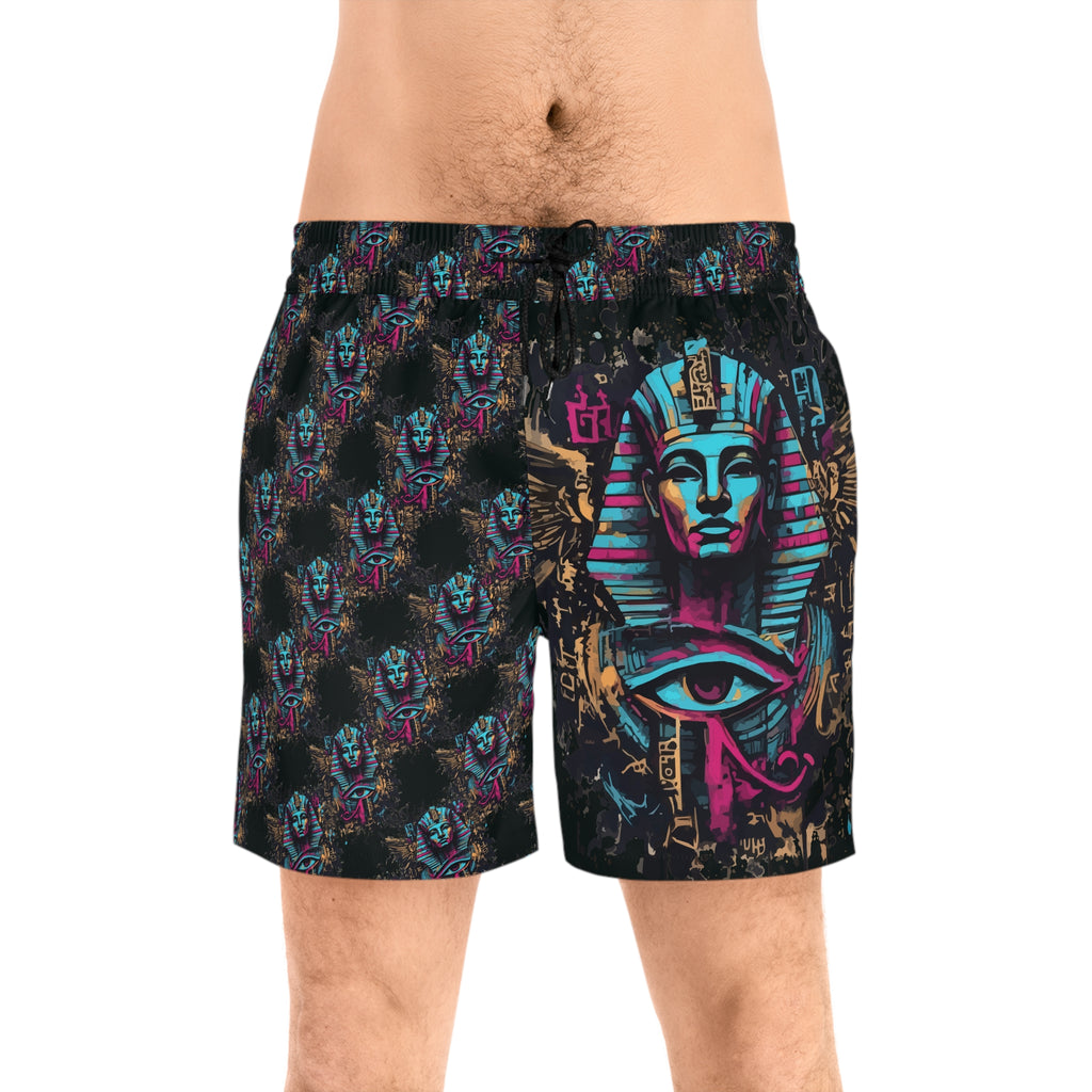 Egyptian Street Art Swim Shorts — Neon Pharaoh AOP