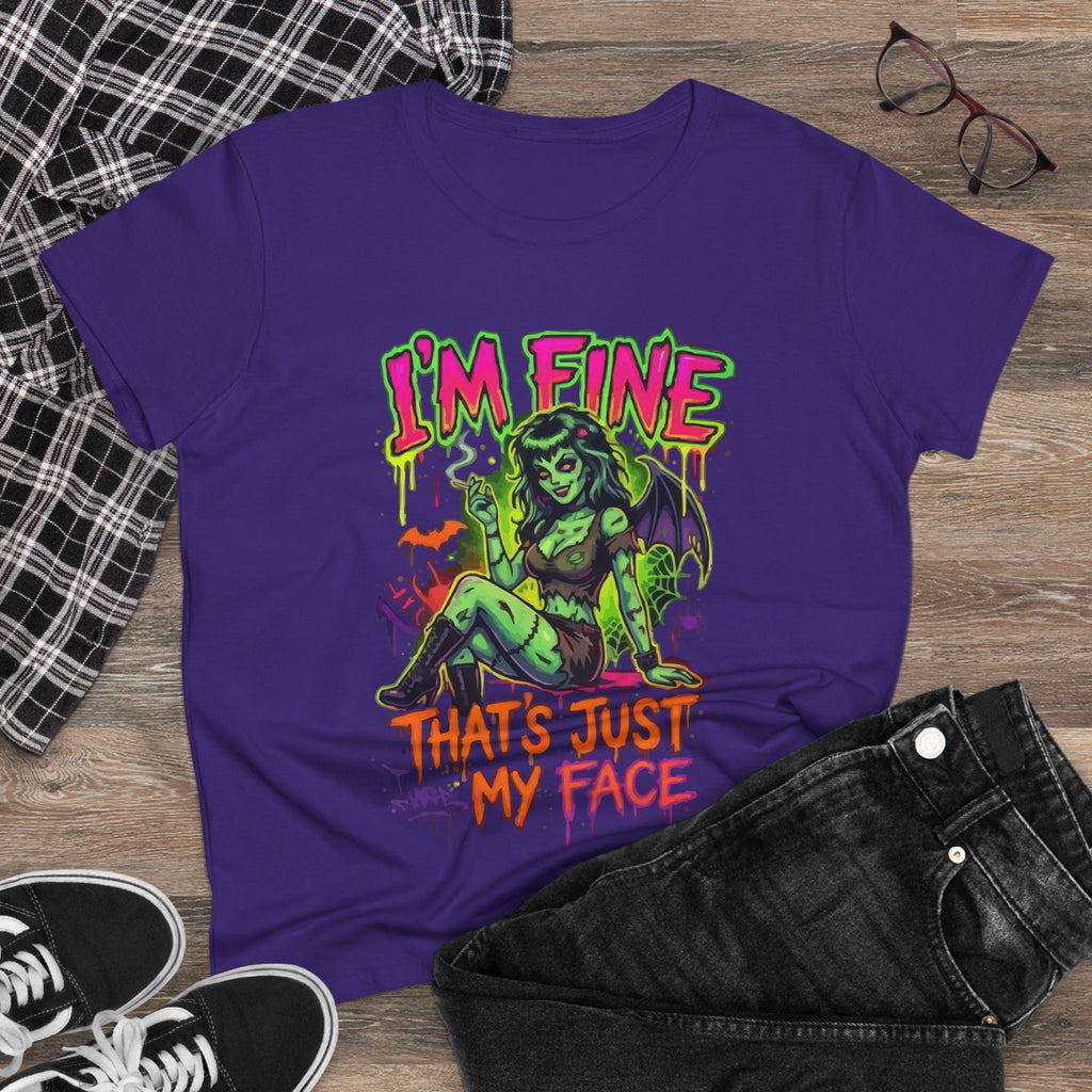 I'm Fine That's Just My Face Tee — Women's Horror Graphic T-Shirt