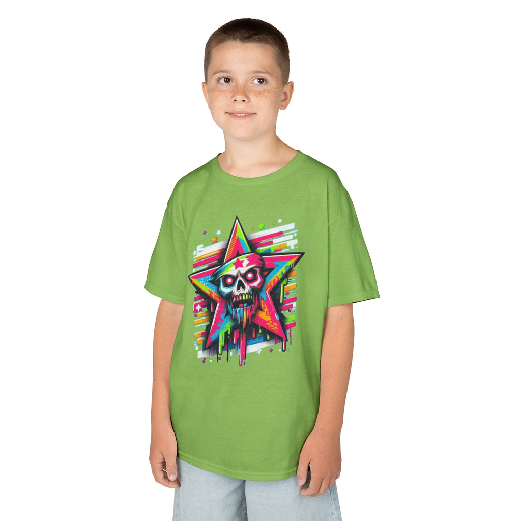 Kids T-Shirt — Neon Drip Zombie Star Graphic Tee