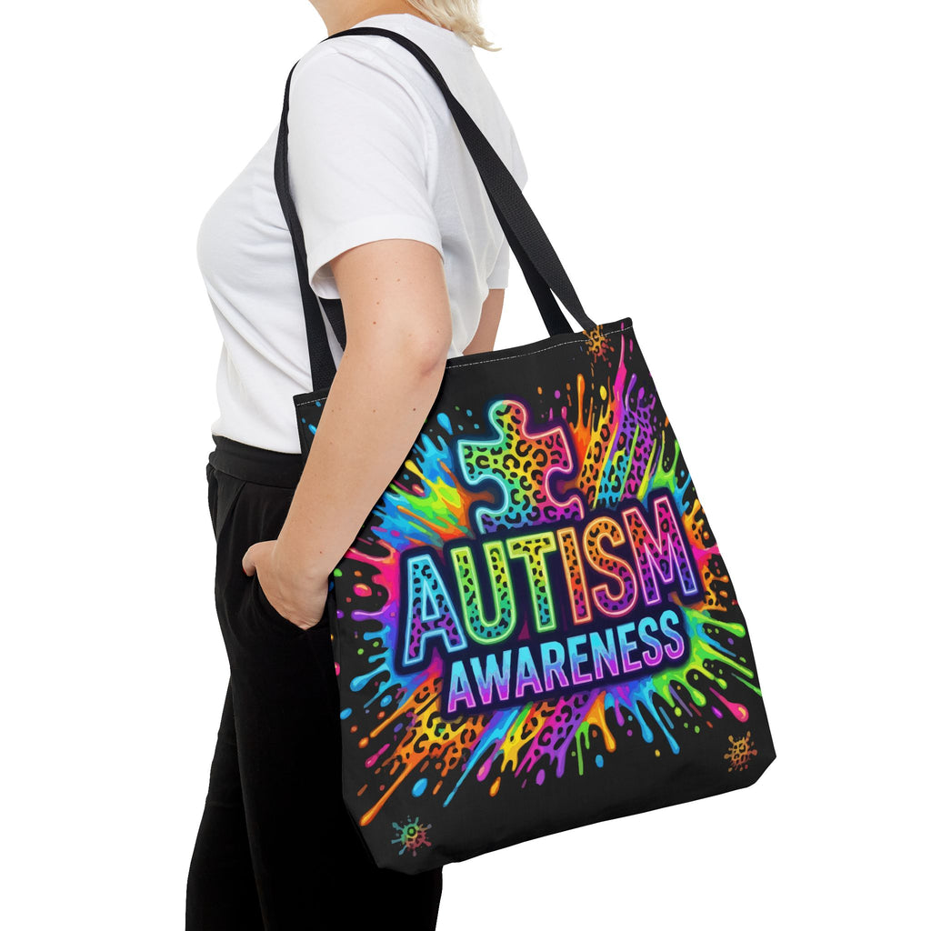 Autism Awareness Tote Bag — Colorful Puzzle Splash Eco Shopper