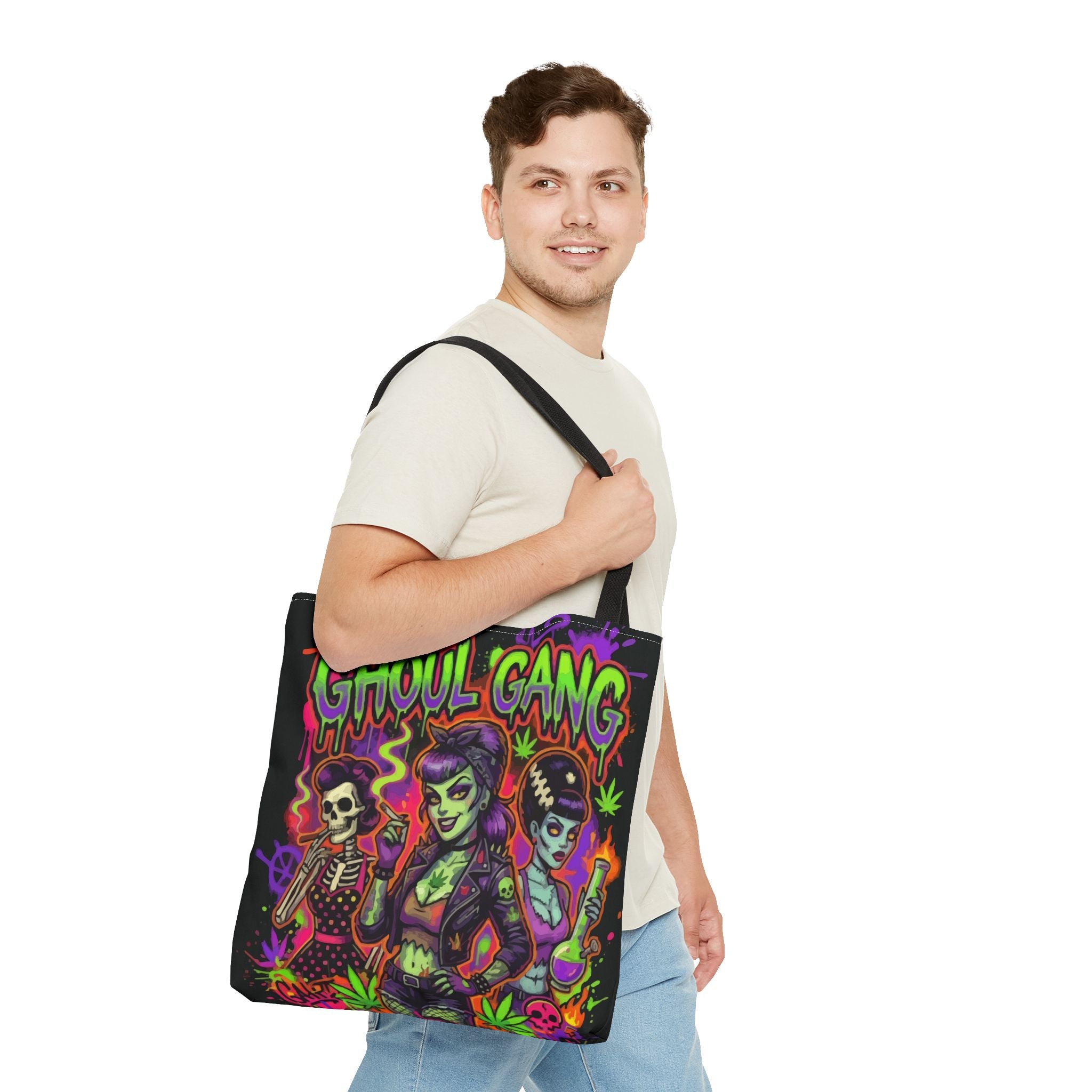 Ghoul Gang Tote Bag — Neon Retro Halloween Horror Tote