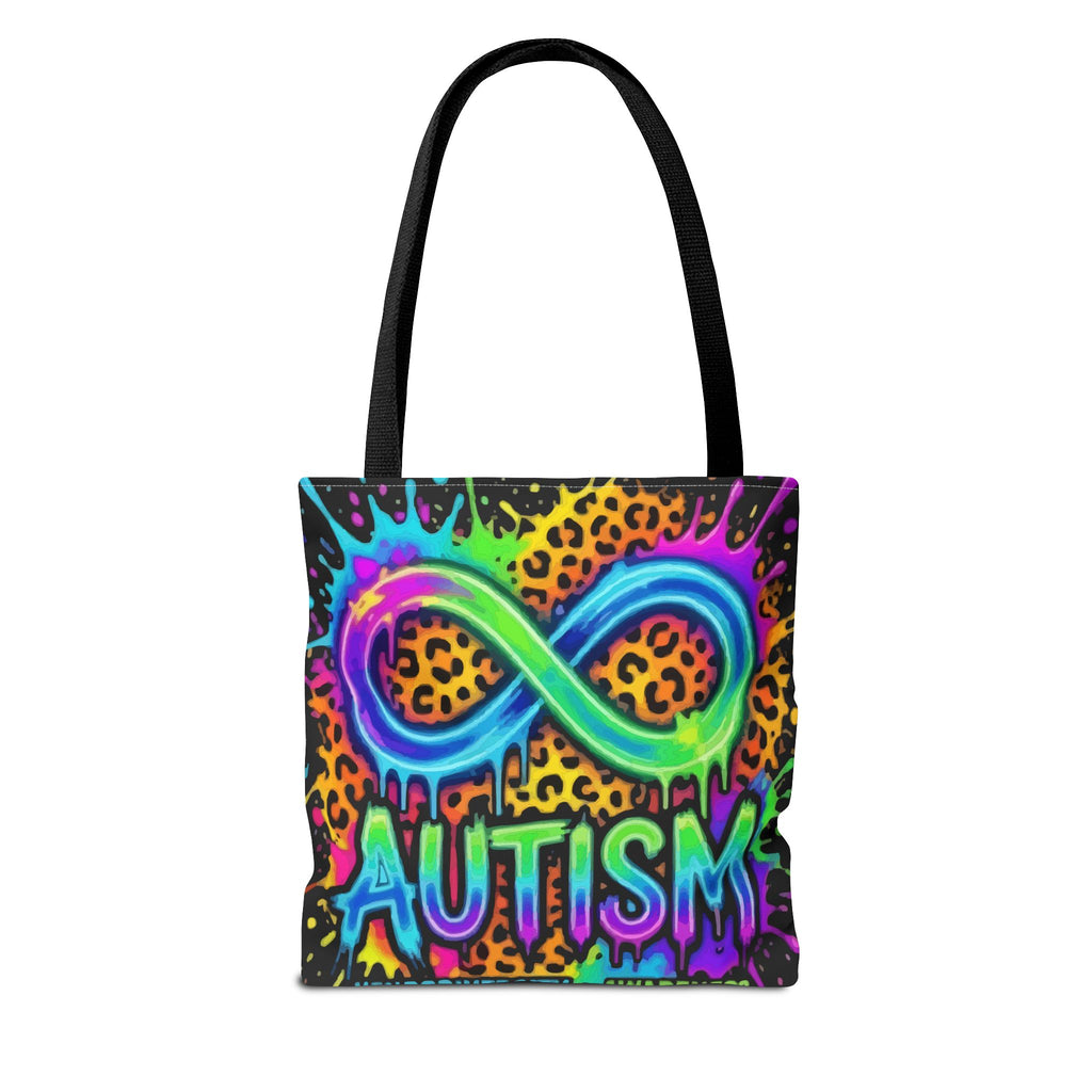 Autism Infinity Symbol Rainbow Leopard Tote Bag — Colorful Neurodiversity Support Tote