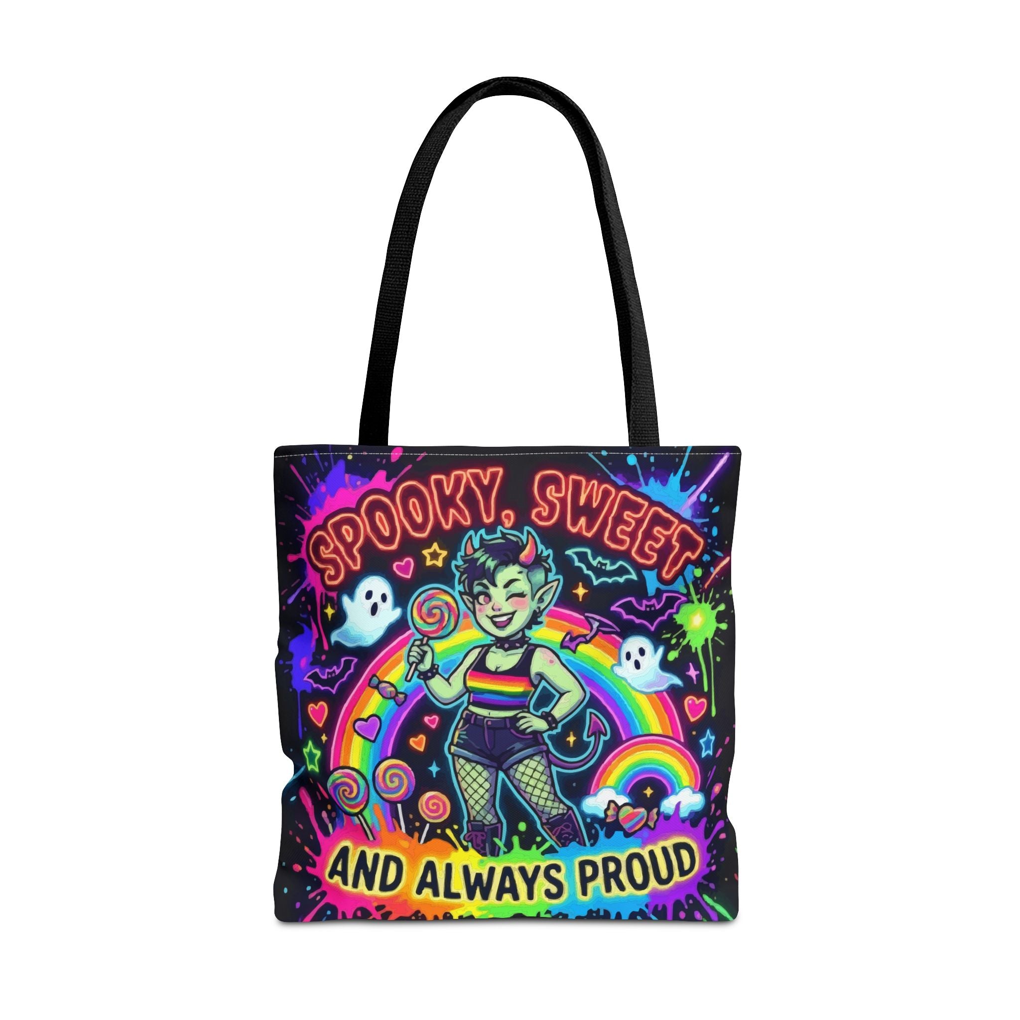 Spooky, Sweet and Always Proud Rainbow Goth Tote Bag