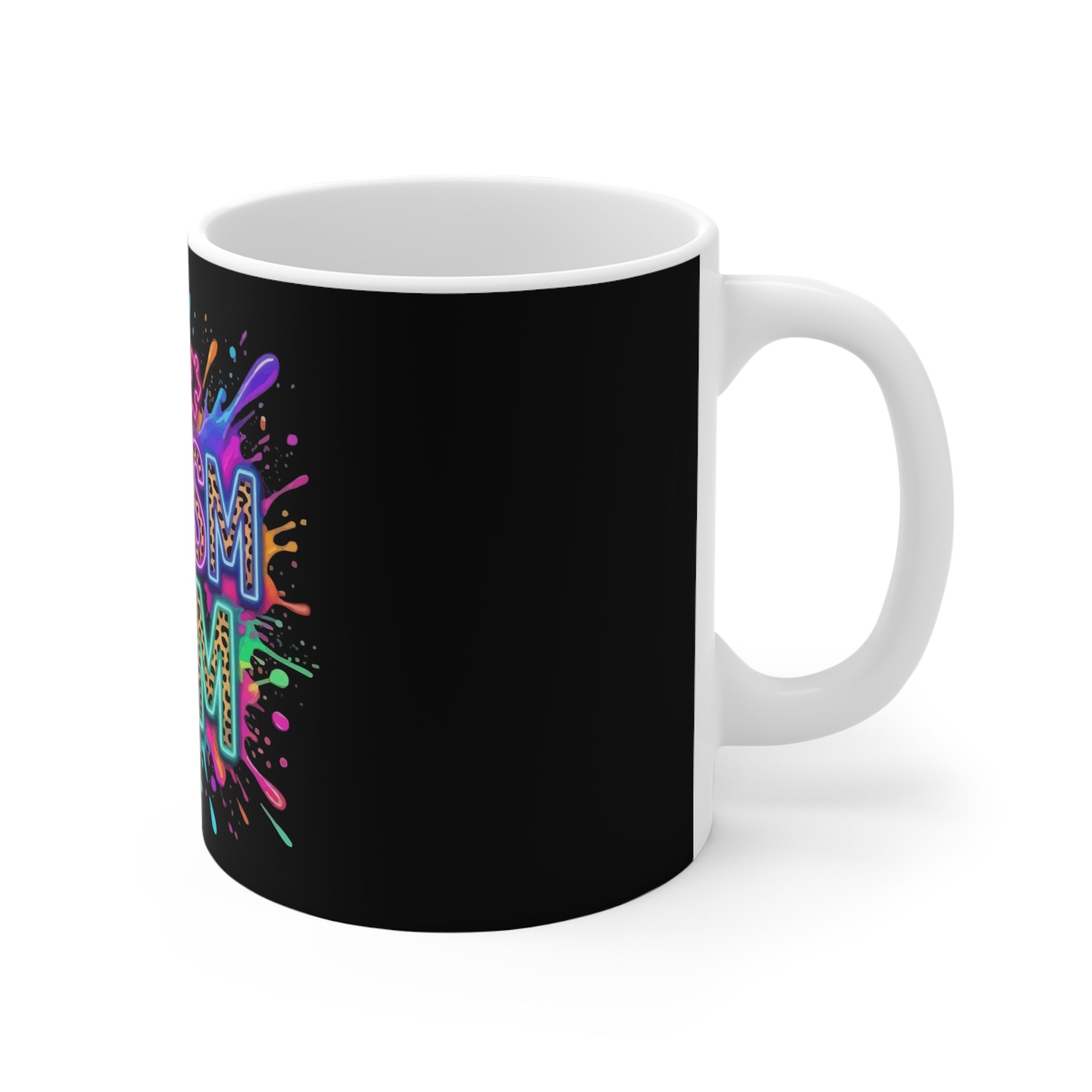 Autism Mom 11oz Mug — Colorful Puzzle Splash Coffee Cup for Proud Moms