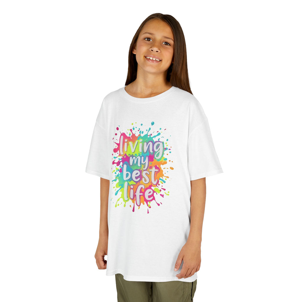 Kids T‑Shirt — "Living My Best Life" Colorful Paint Splash Tee
