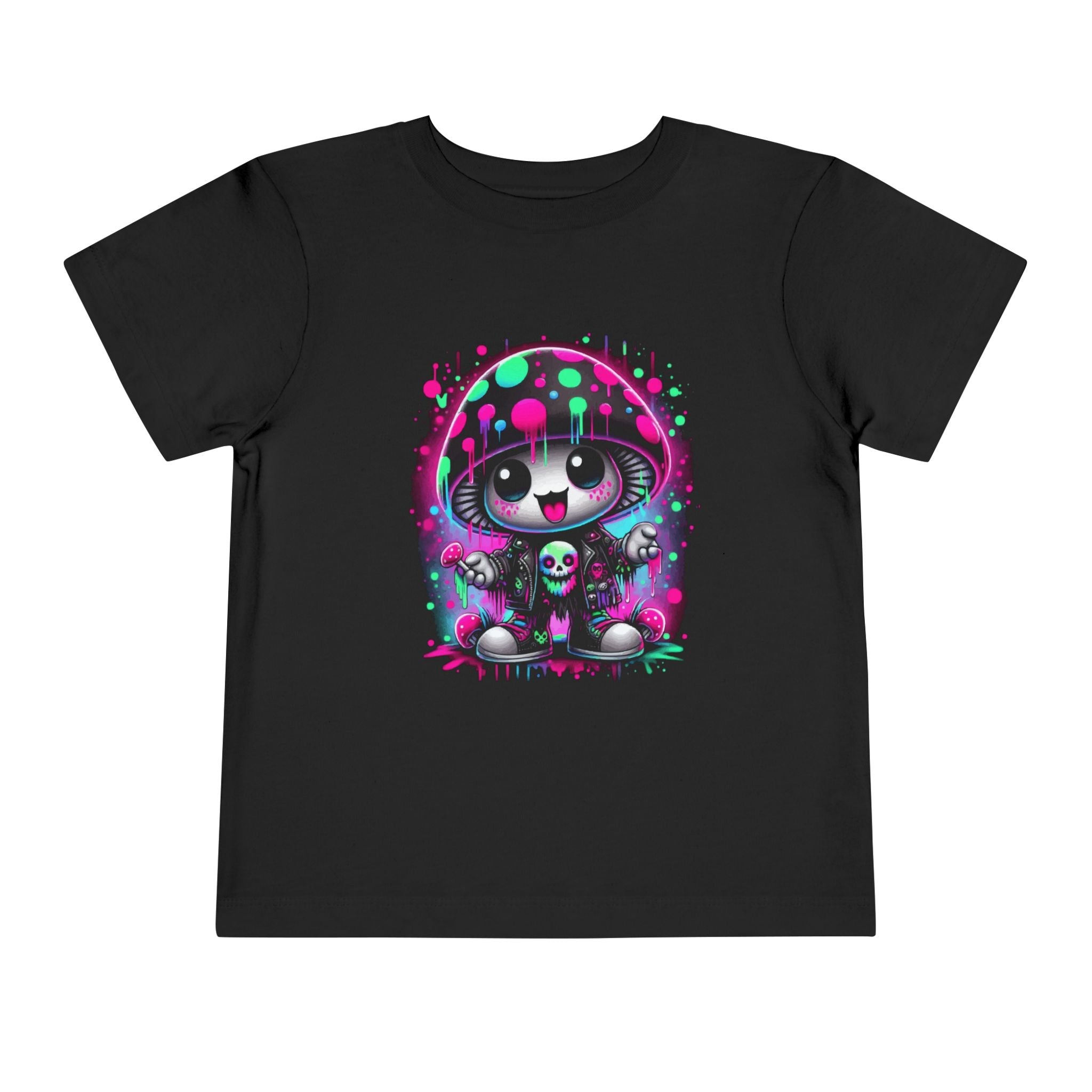Neon Mushroom Toddler Tee — Cute Psychedelic Mushroom Kids T‑Shirt