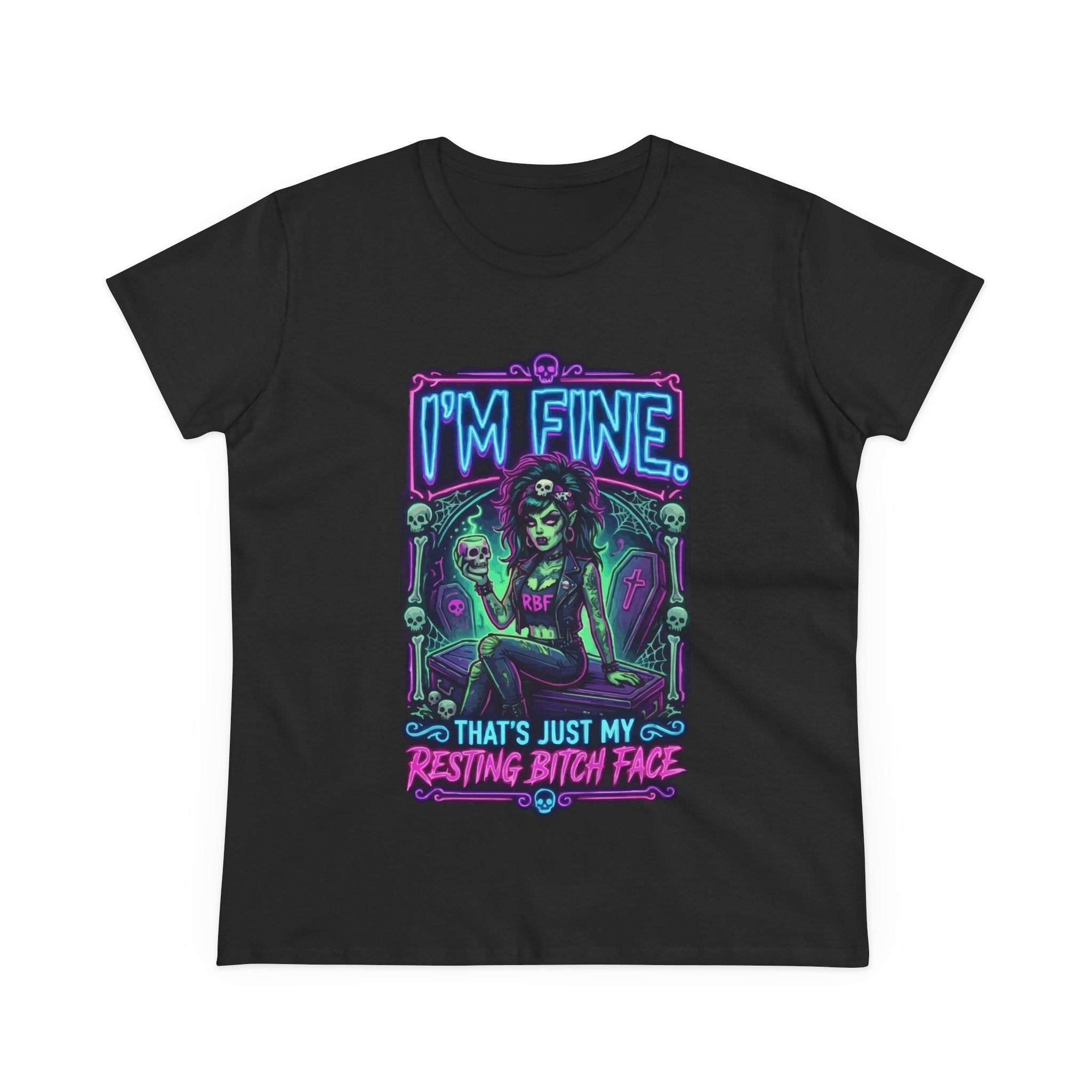 I'm Fine Gothic Tee — "That's Just My Resting Bitch Face" Women's Graphic Shirt